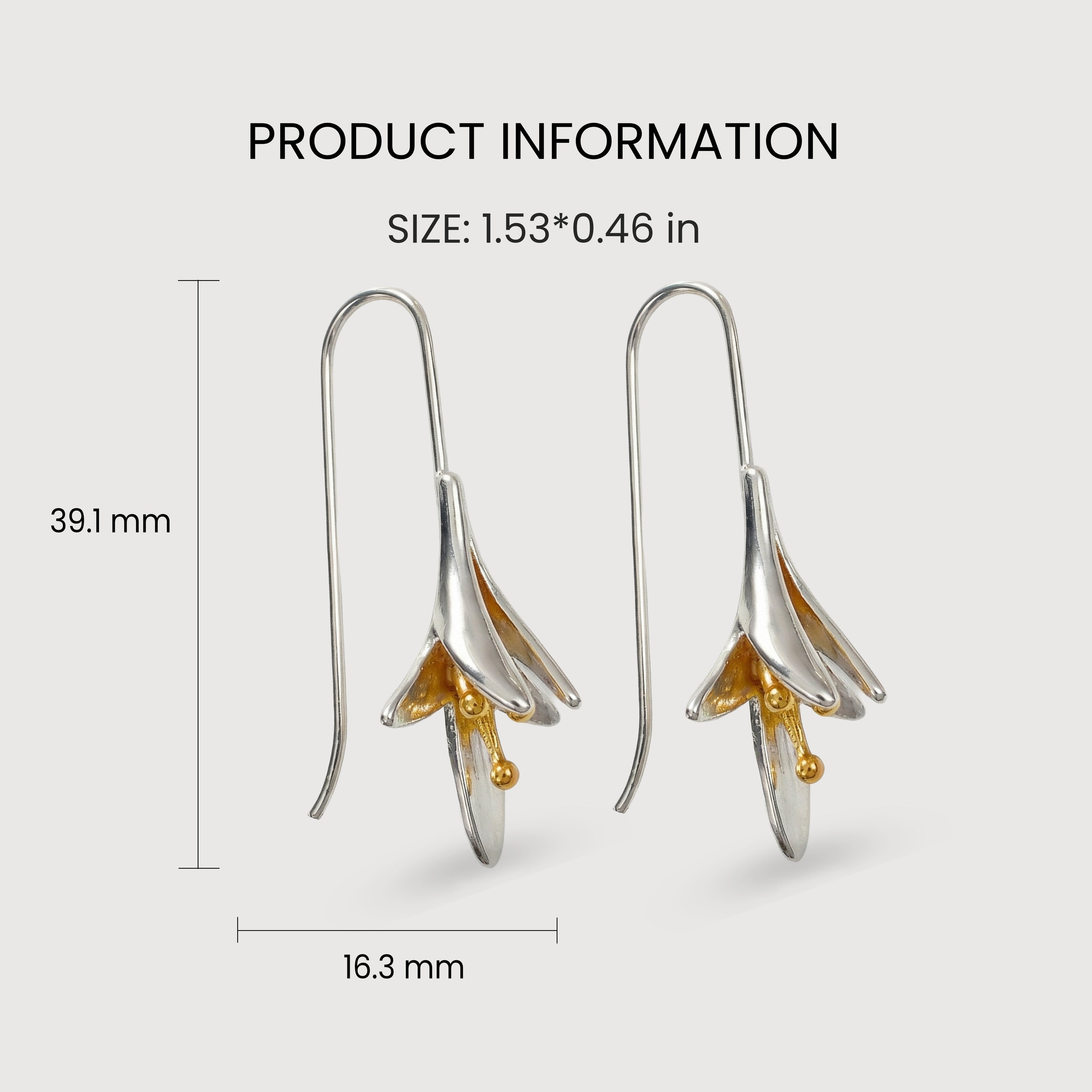 Two-Tone Lily Fishhook Drop Earrings
