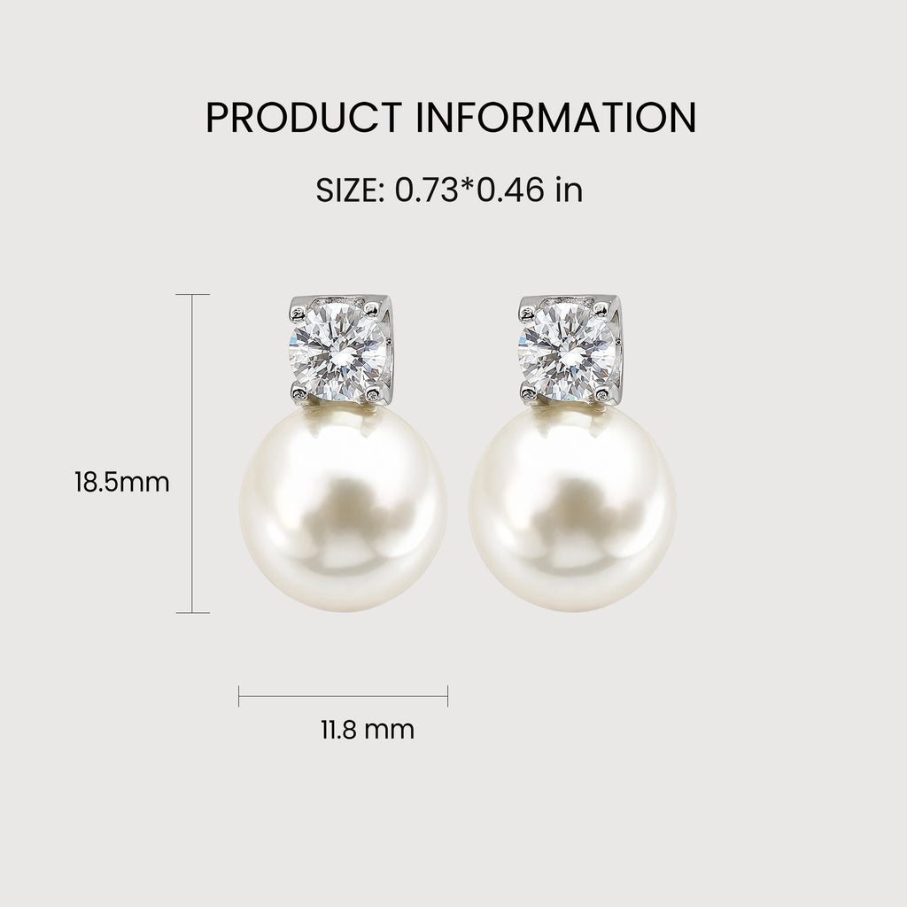 Zircon Pearl Drop Stud Earrings
