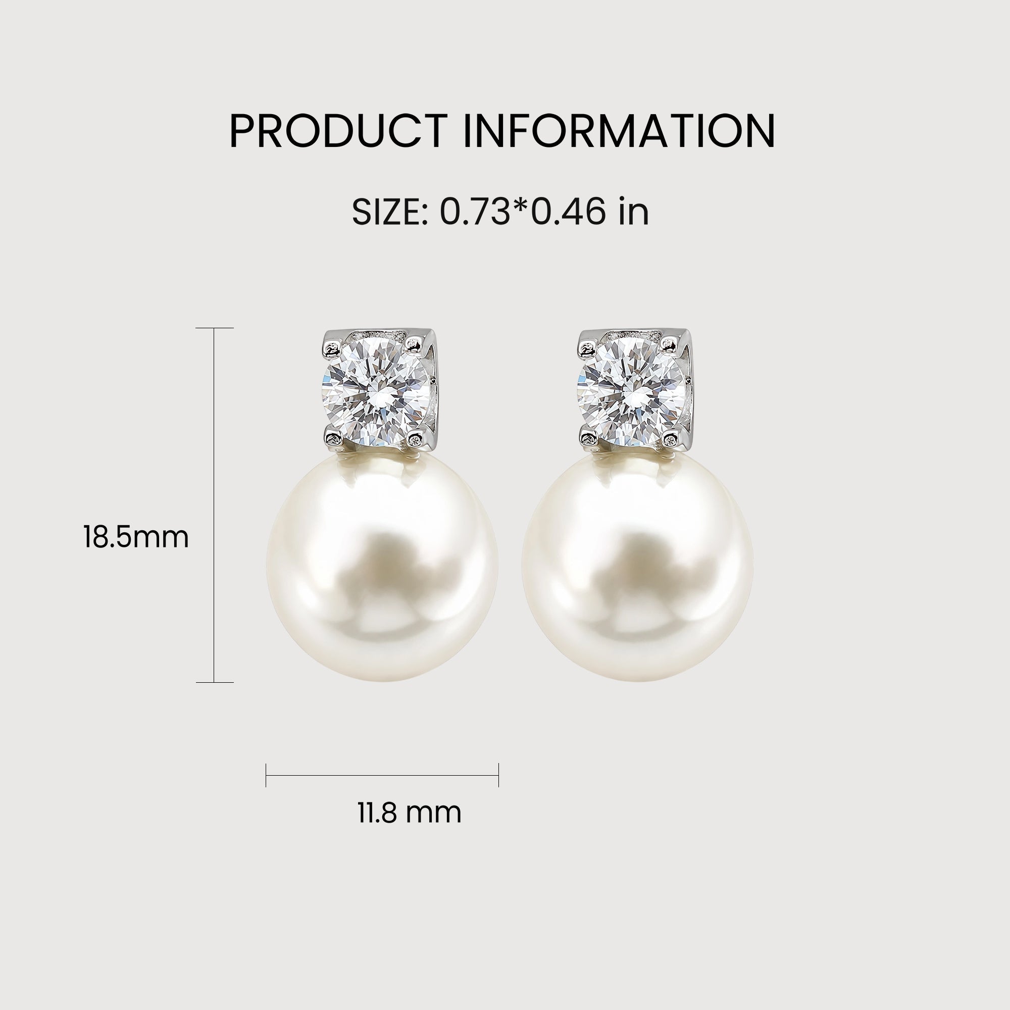 Zircon Pearl Drop Stud Earrings
