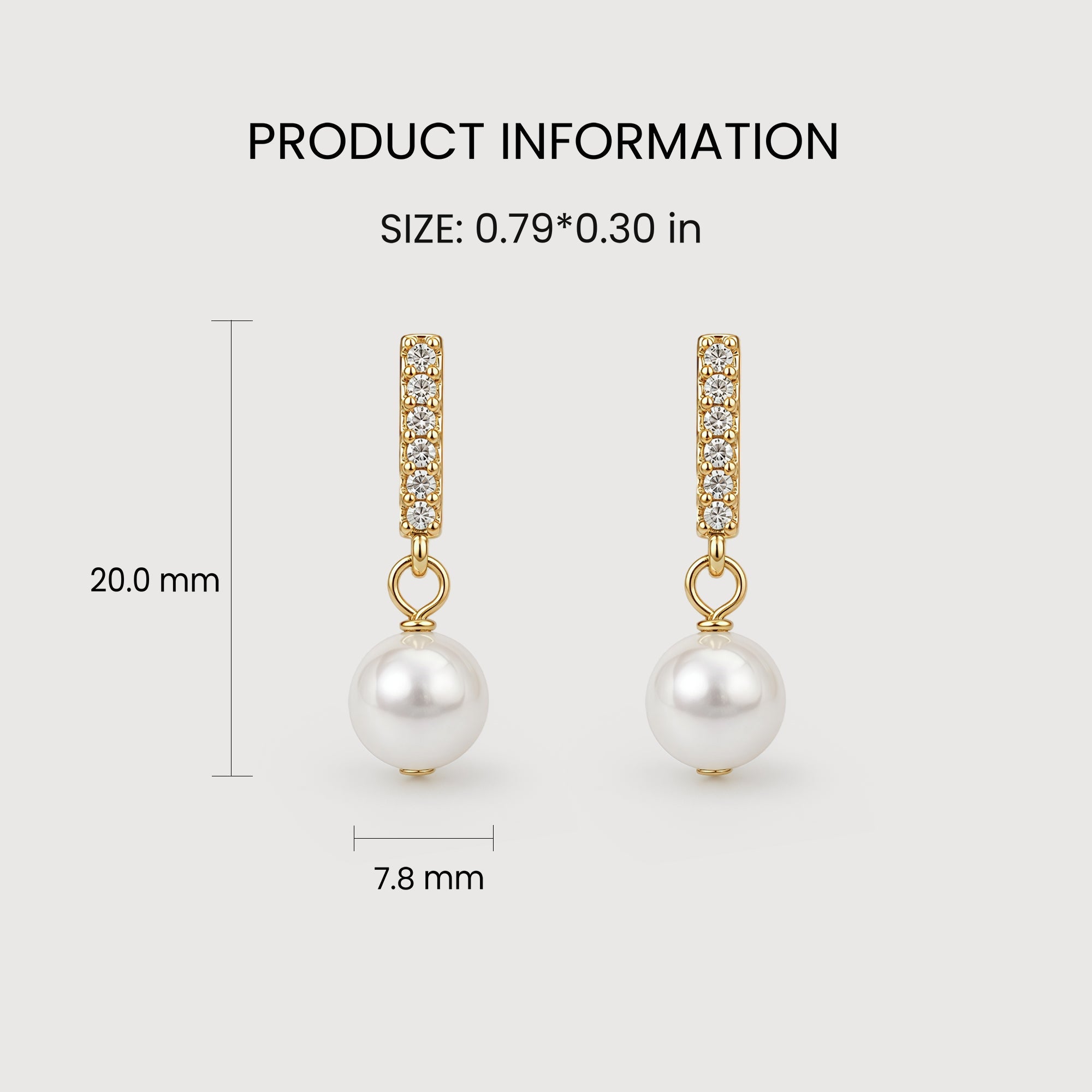 Zirconia Bar Pearl Drop Stud Earrings