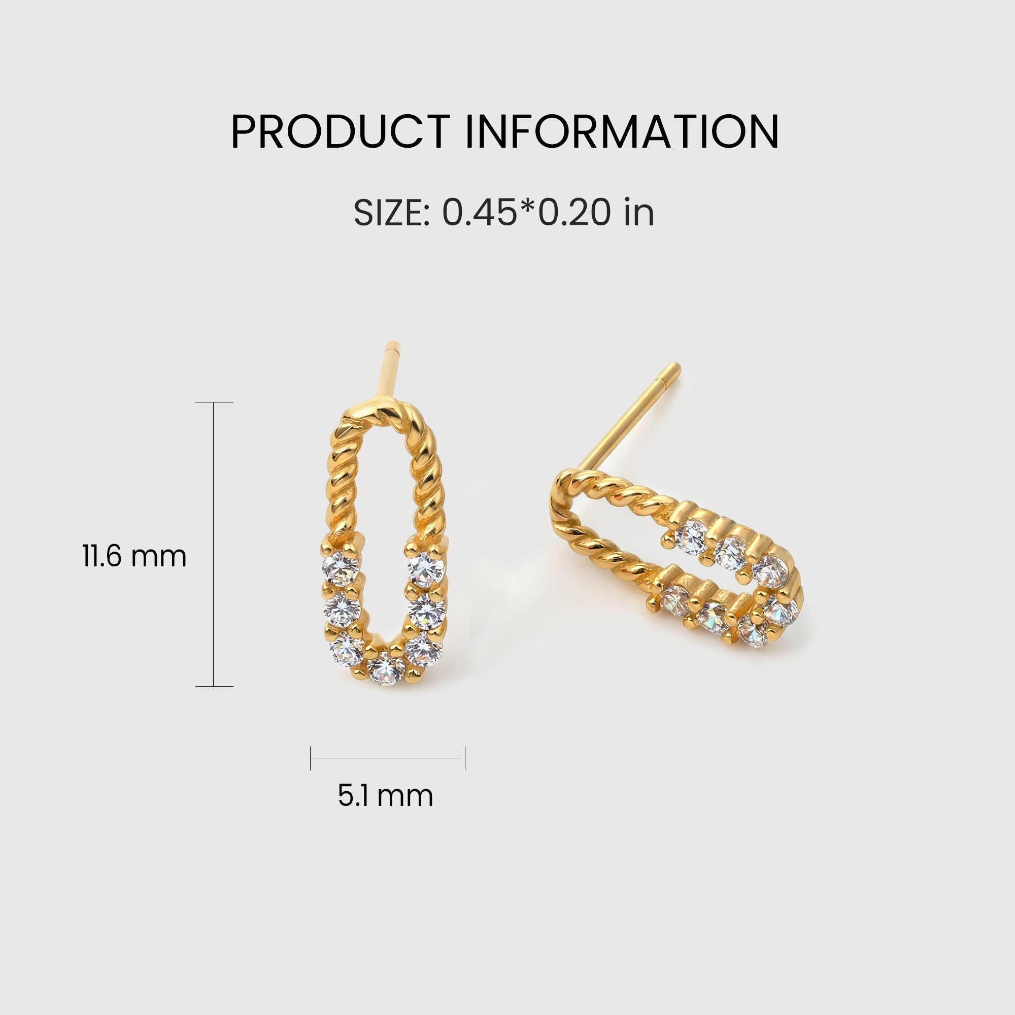 Twisted Oval Clear Stone Sterling Silver Studs