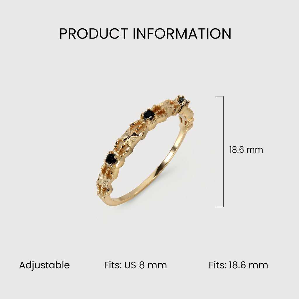 Gold-Plated S925 Patterned Stone Band Ring
