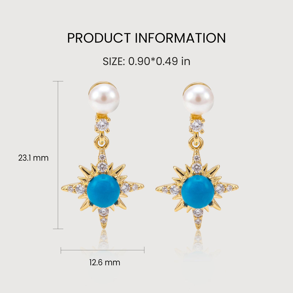Pearl Blue Starburst Drop Earrings