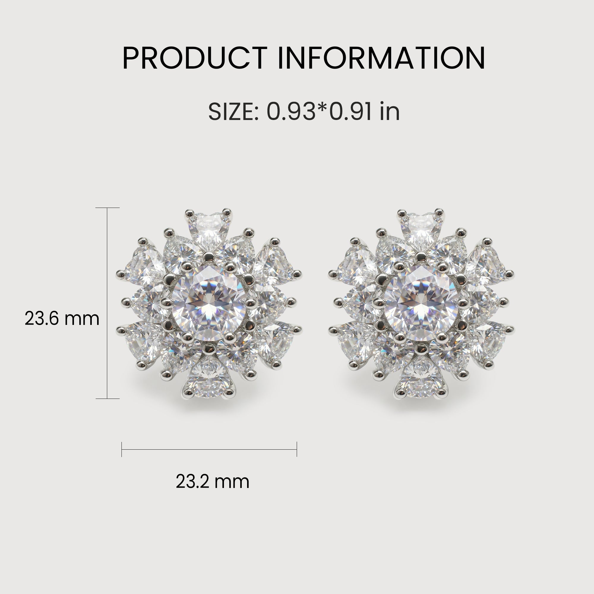 Silver-Tone Floral Cluster Zircon Stud Earrings