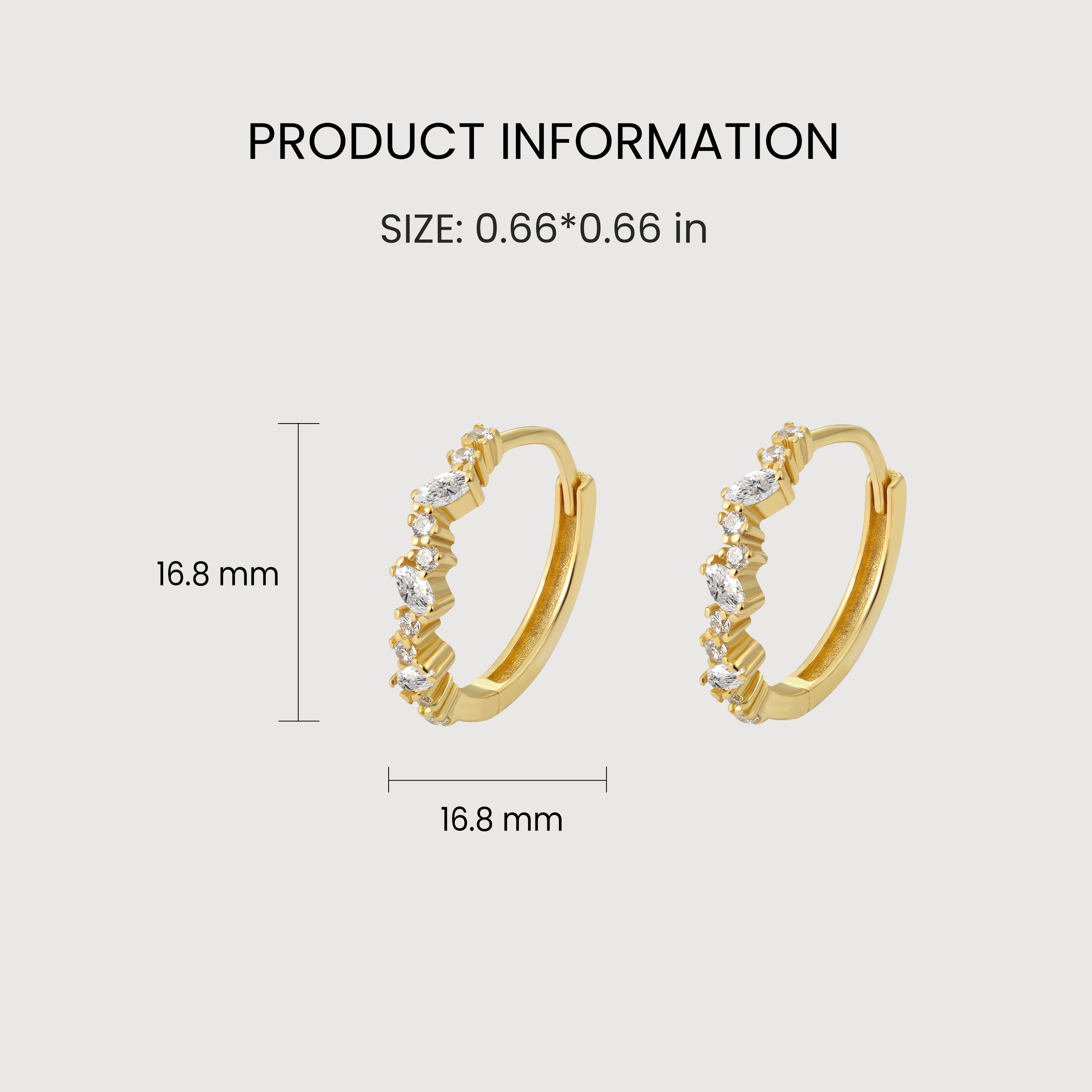 Graduated Marquise Zircon Hoop Earrings