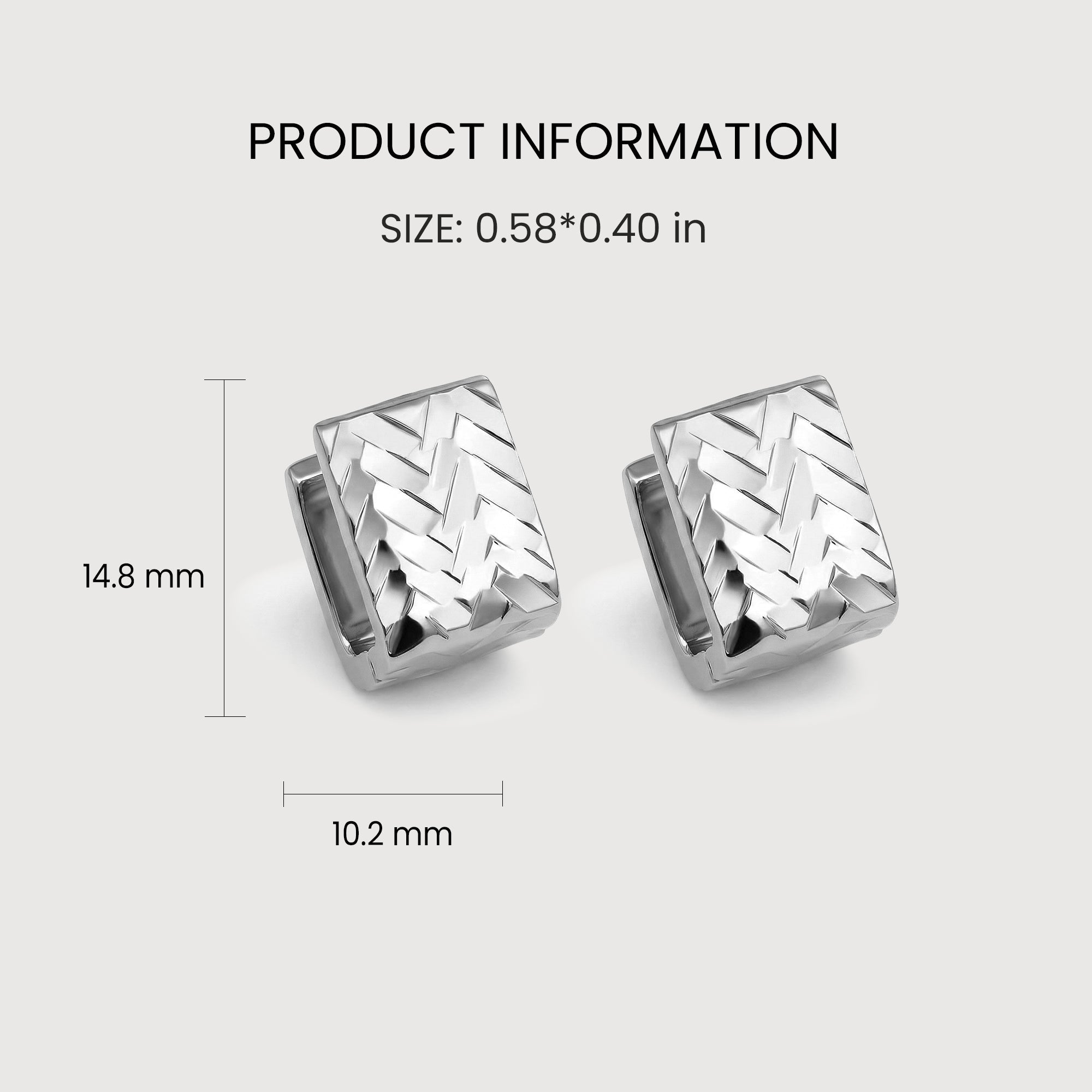 Woven Texture Rectangular Huggie Earrings