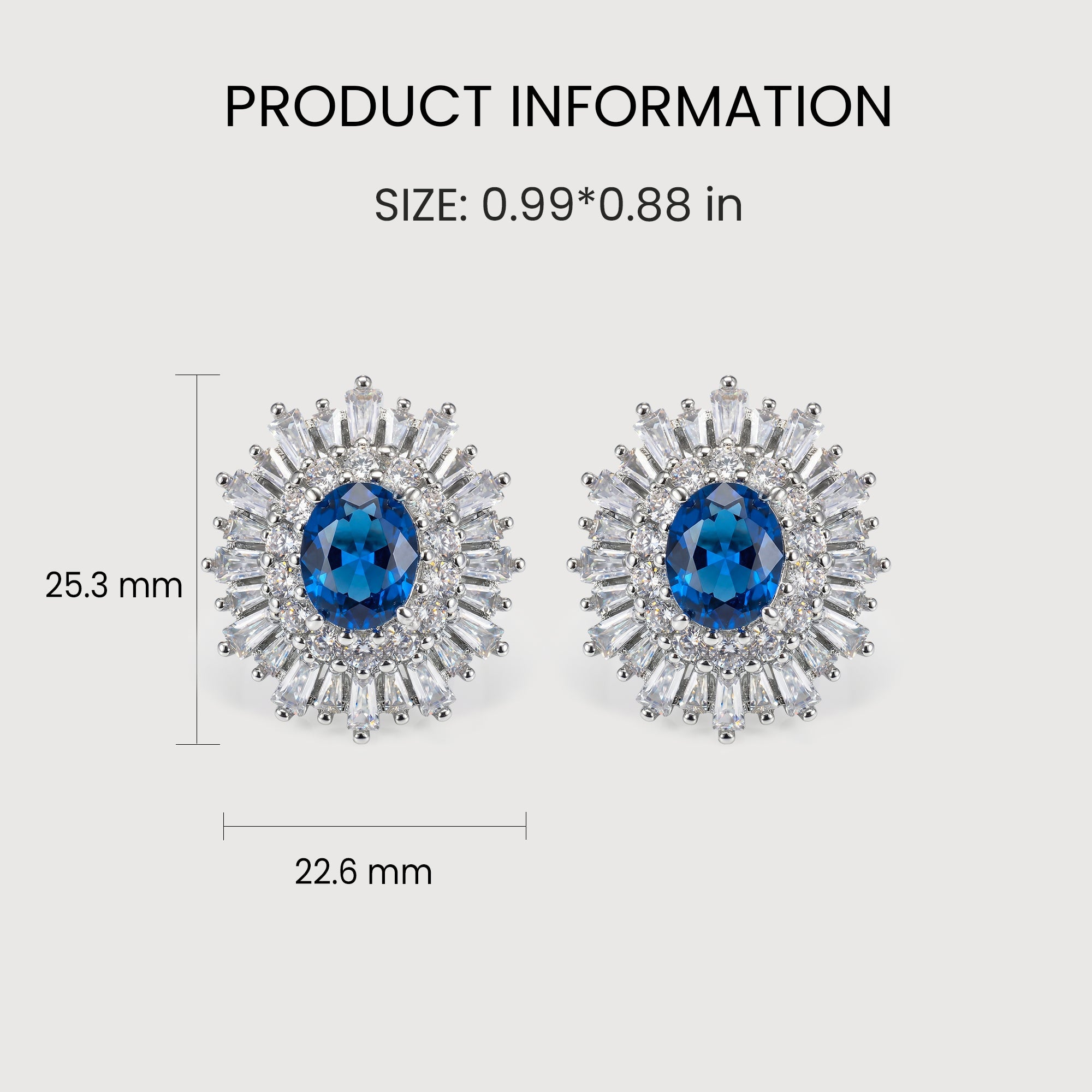 Blue Zirconia Sunburst Stud Earrings
