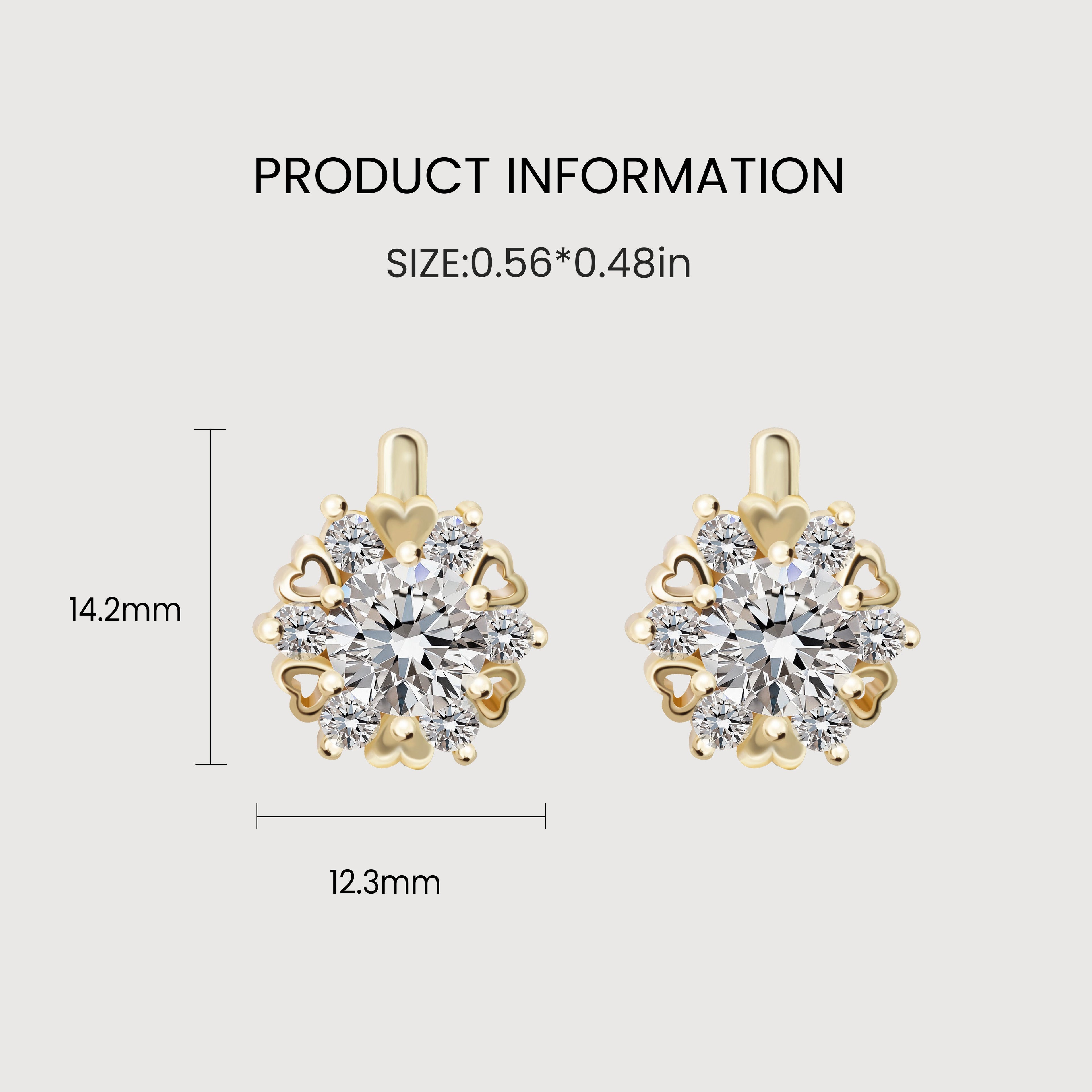 Heart Halo Zirconia Huggie Earrings