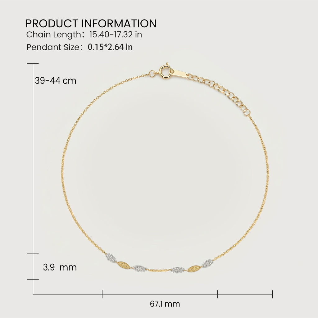 Two-Tone Filigree Leaf Station Necklace