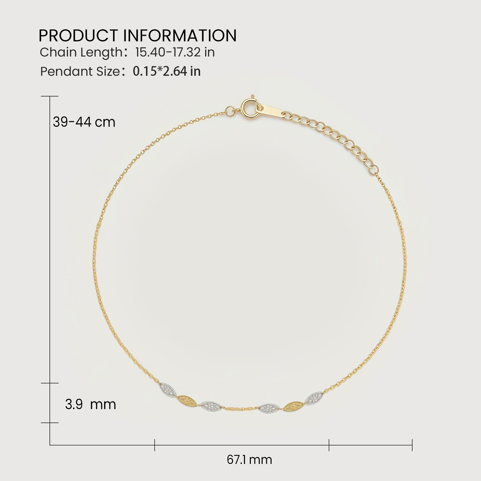 Two-Tone Filigree Leaf Station Necklace