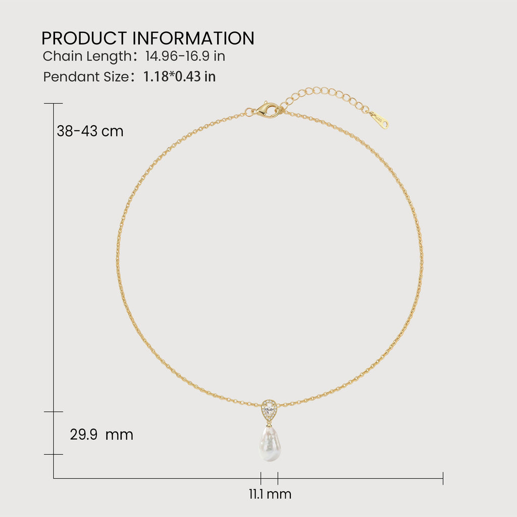 Pear-Cut Halo Freshwater Pearl Necklace