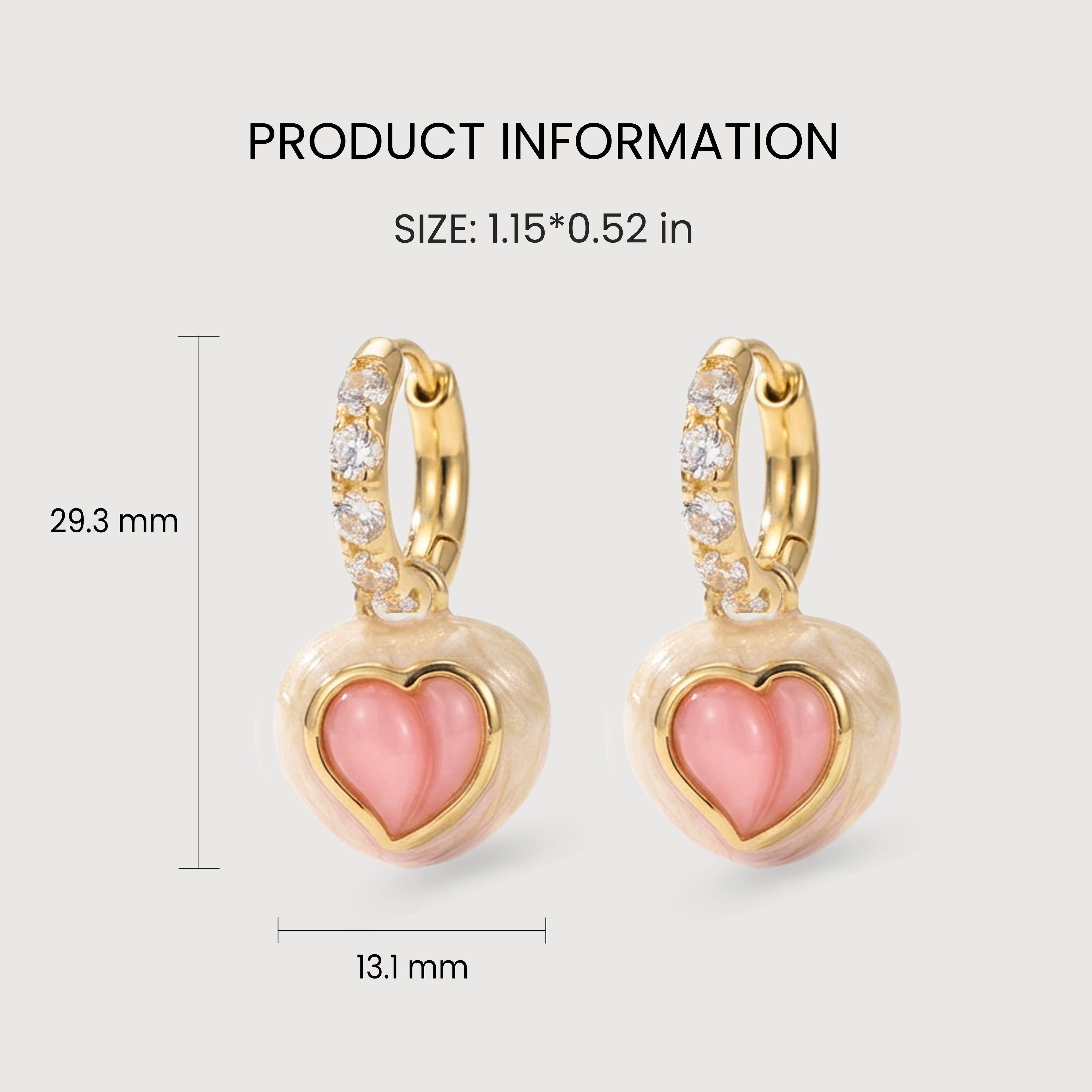 Pink Heart Charm Pavé Hoop Earrings