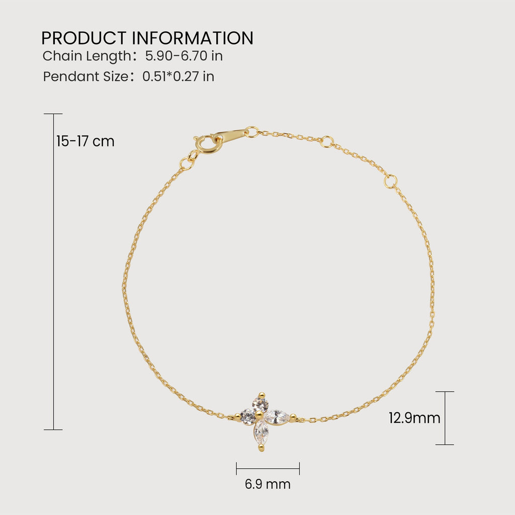 Gold-Tone Sterling Silver Floral CZ Bracelet