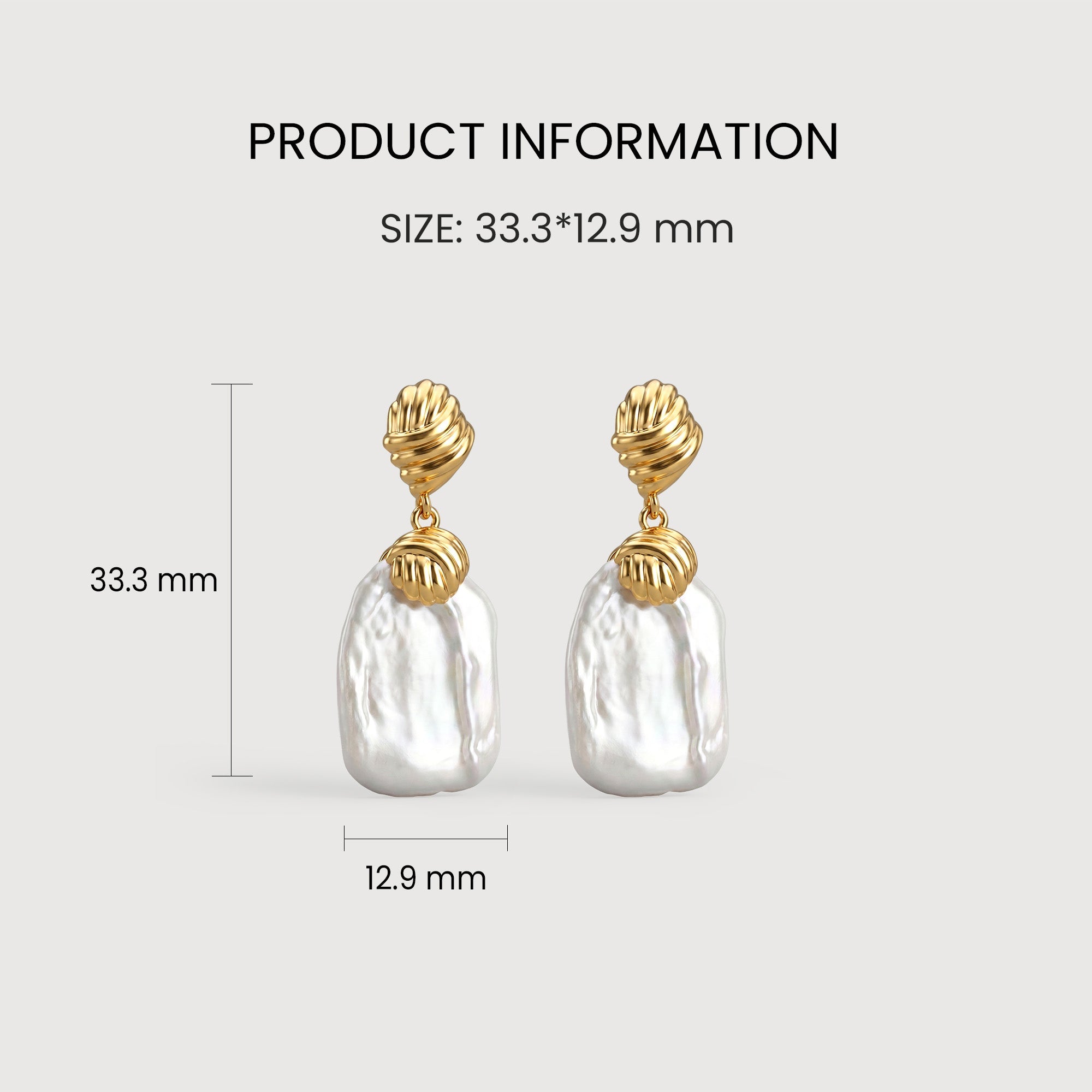 Textured Gold Baroque Pearl Drop Earrings