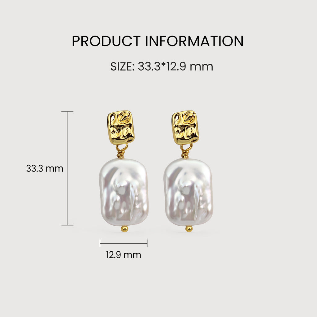 Gold Baroque Pearl Drop Earrings