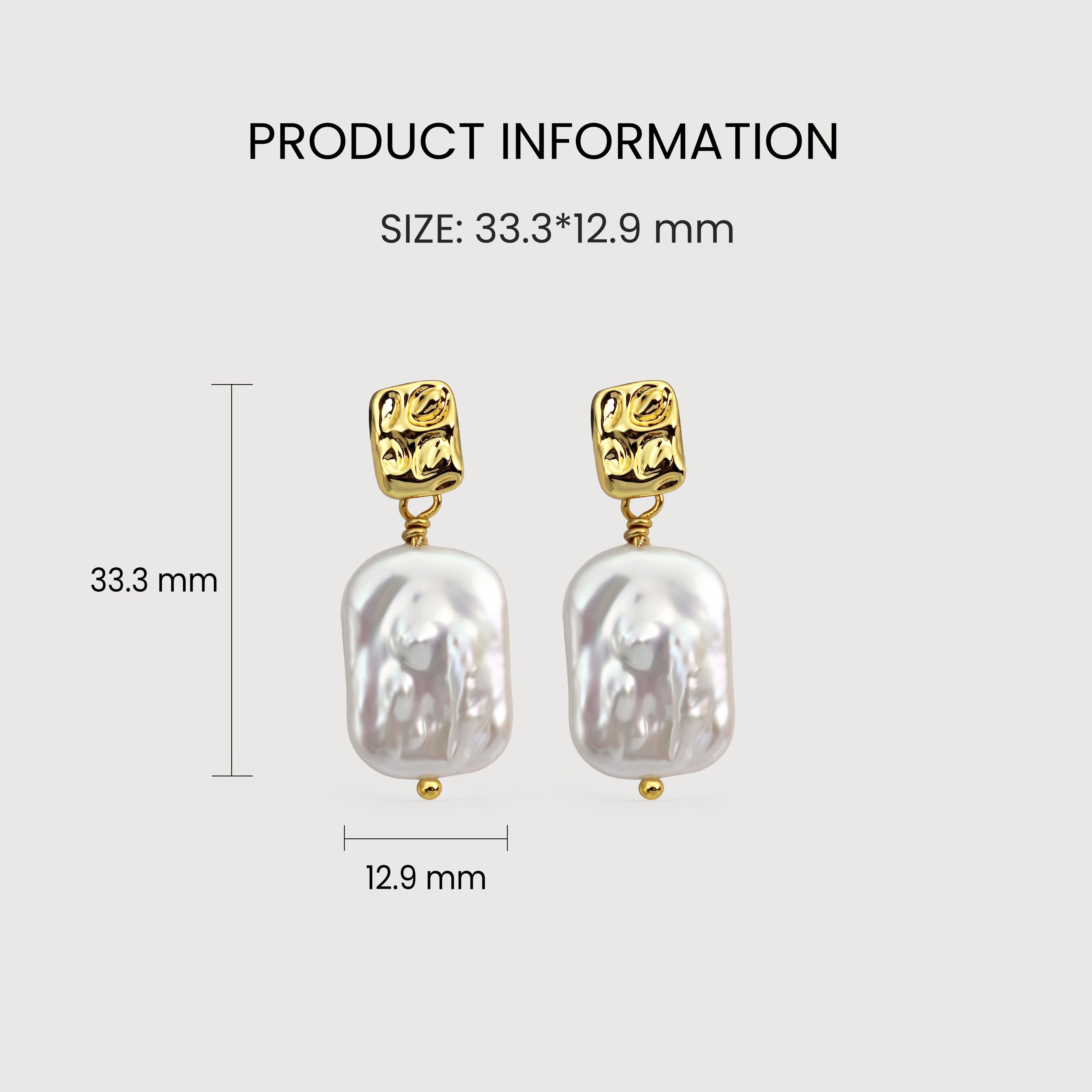 Gold Baroque Pearl Drop Earrings