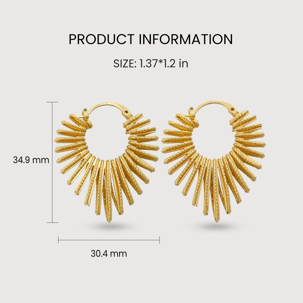 Textured Sunburst Hoop Earrings