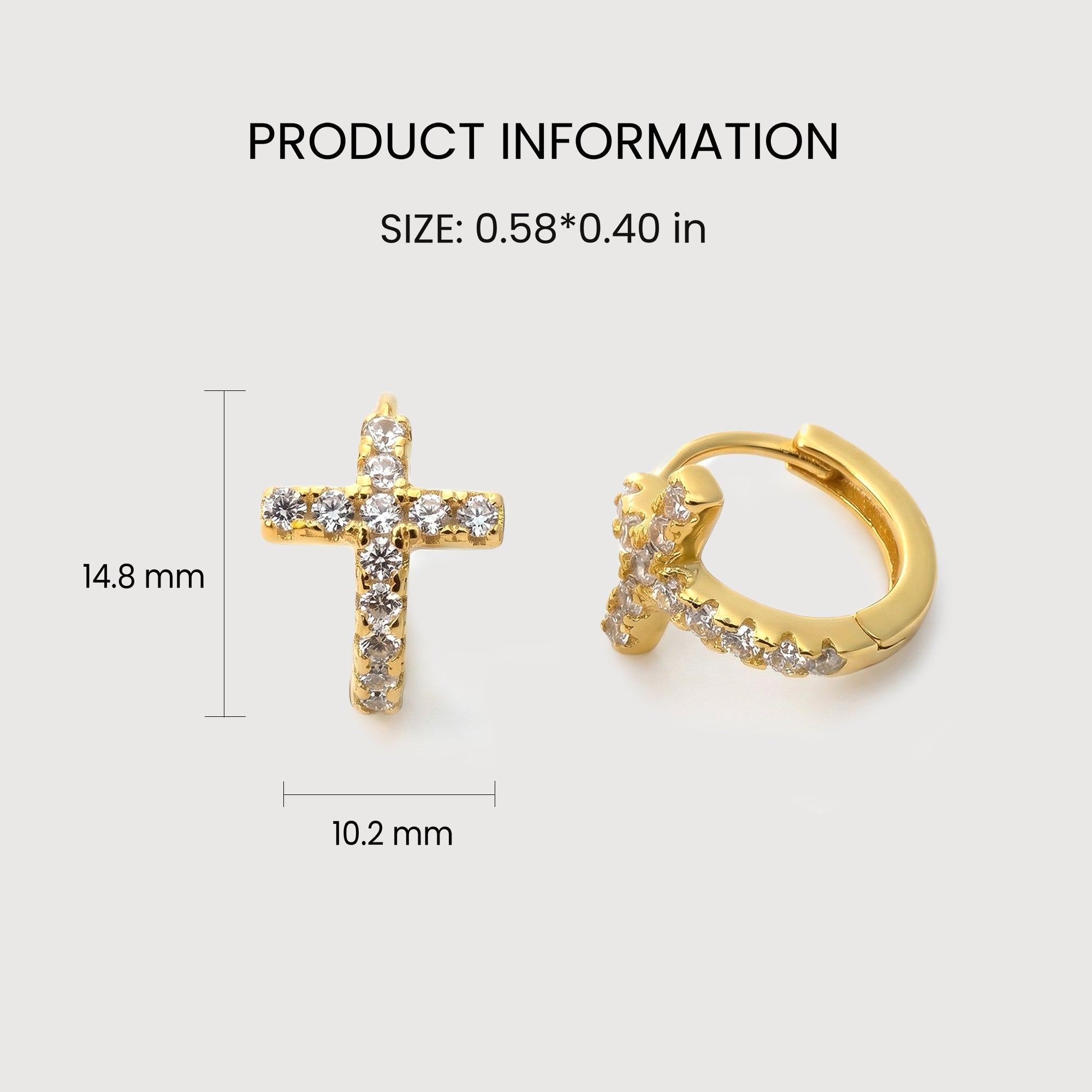 Cubic Zirconia Cross Huggie Earrings