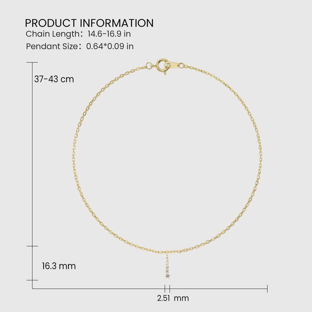 Gold-Plated Graduated Stone Bar Necklace