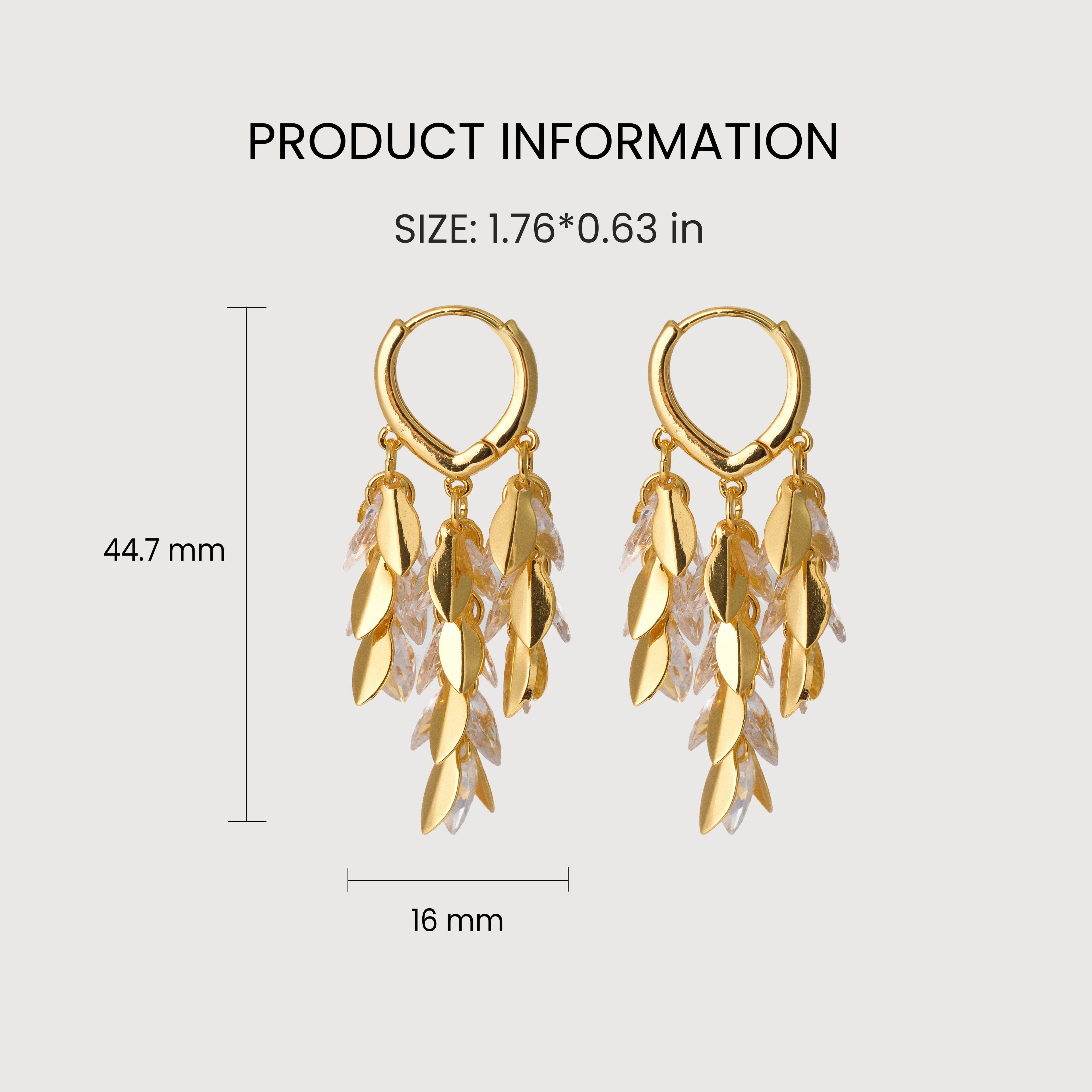 Faceted Leaf Cascade Hoop Earrings