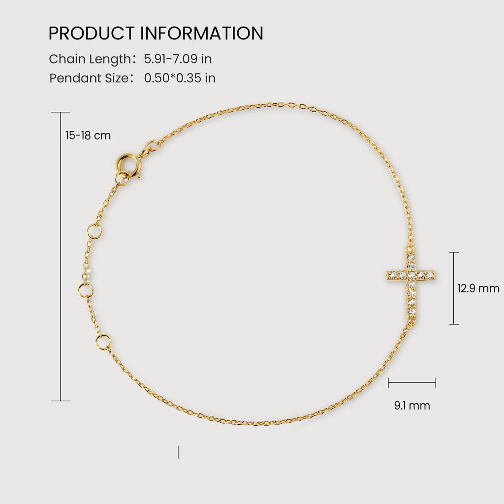 18K Gold-Plated Sterling Silver Cross Bracelet