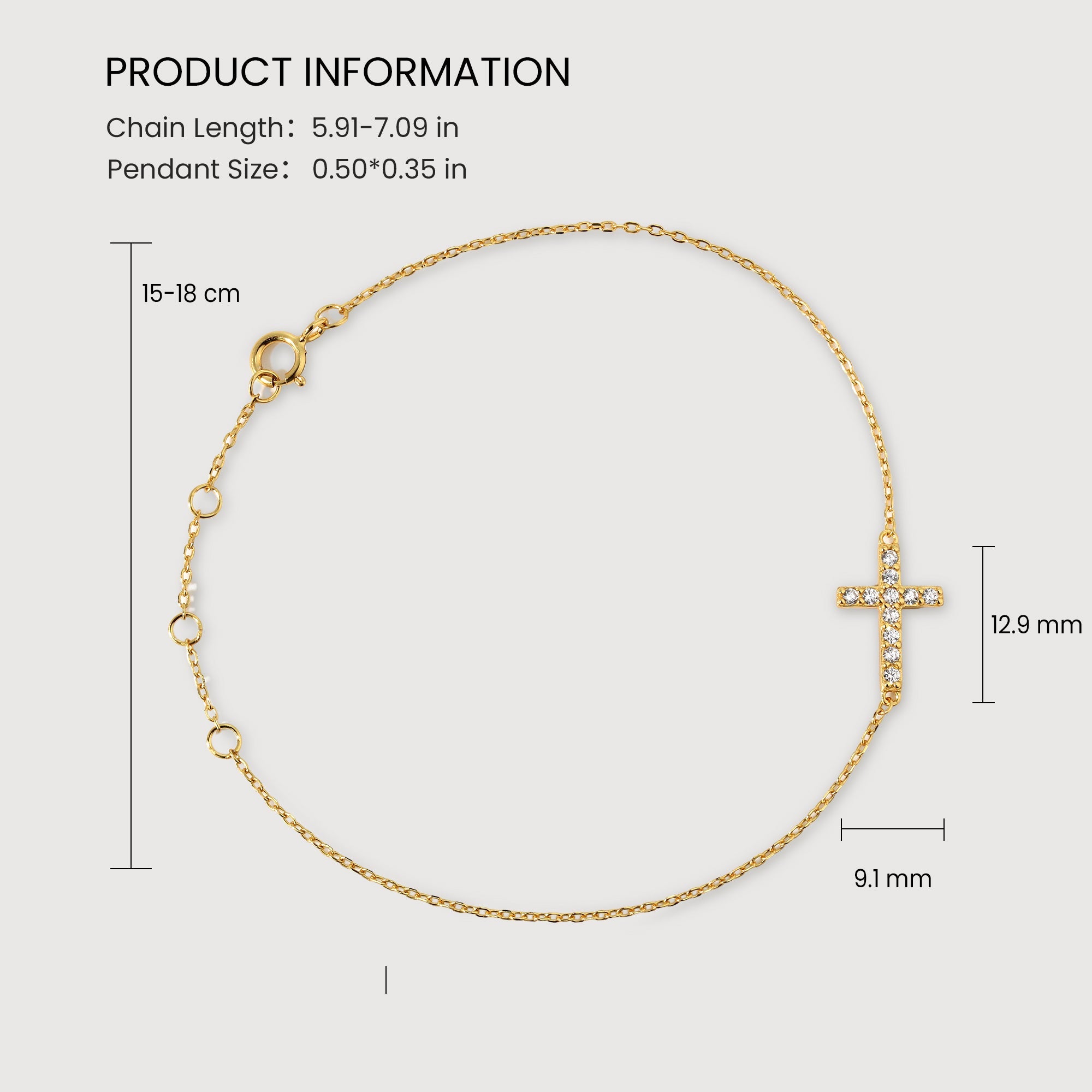 18K Gold-Plated Sterling Silver Cross Bracelet