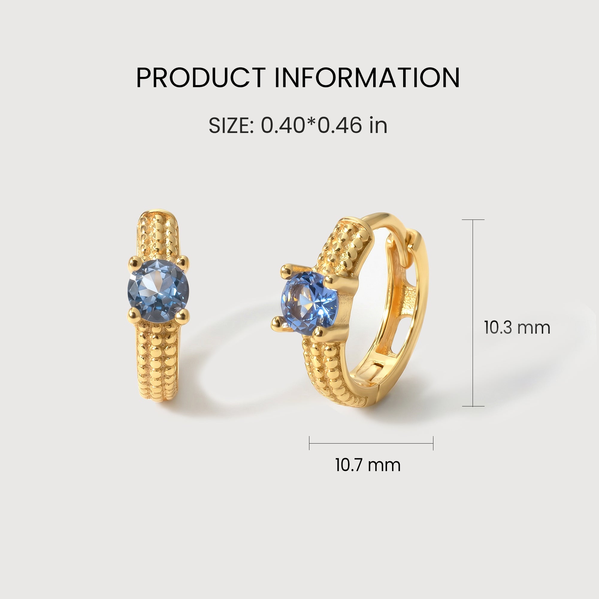 Blue Zircon S925 Huggie Earrings