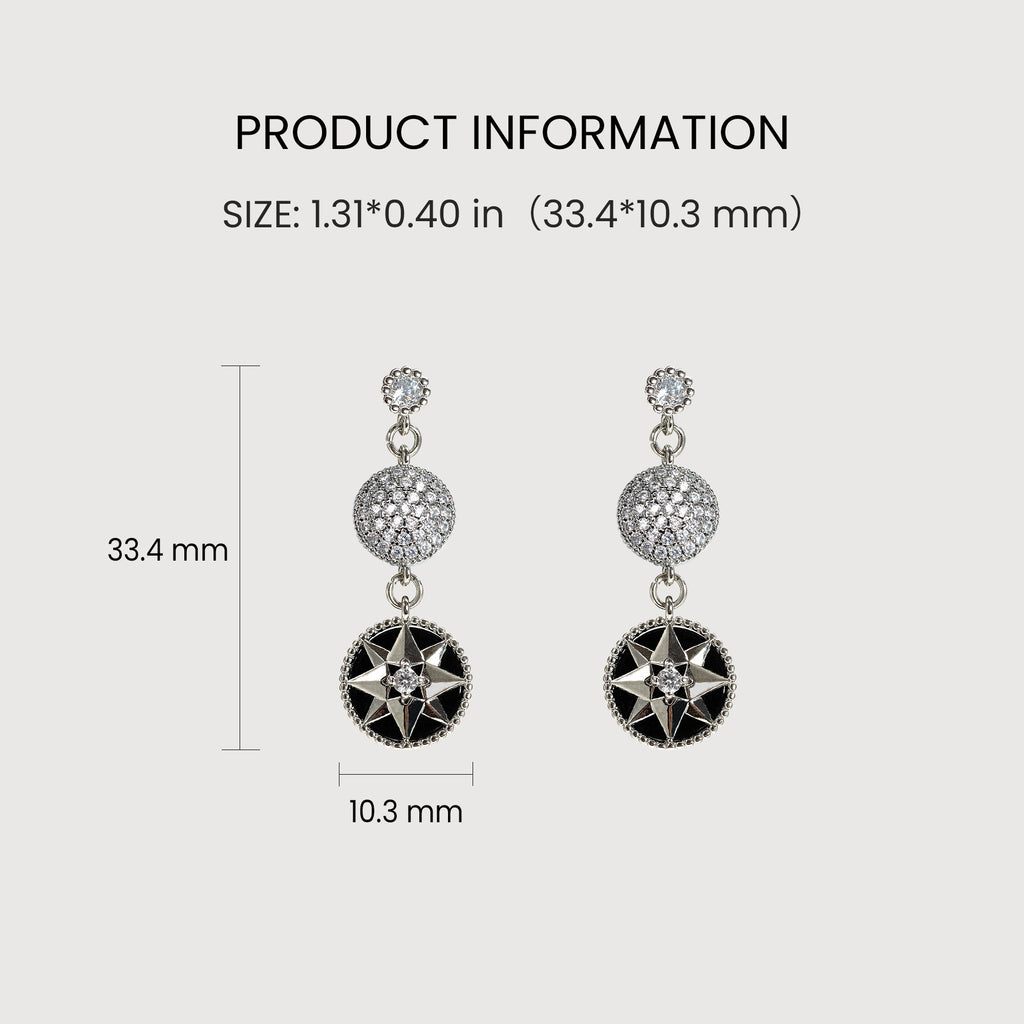 Silver-Tone Star Medallion Drop Earrings