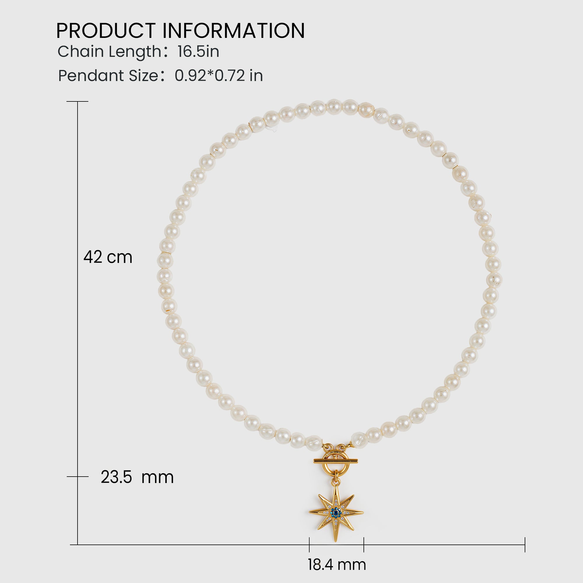 Gold-Plated Blue Starburst Pearl-Bead Necklace