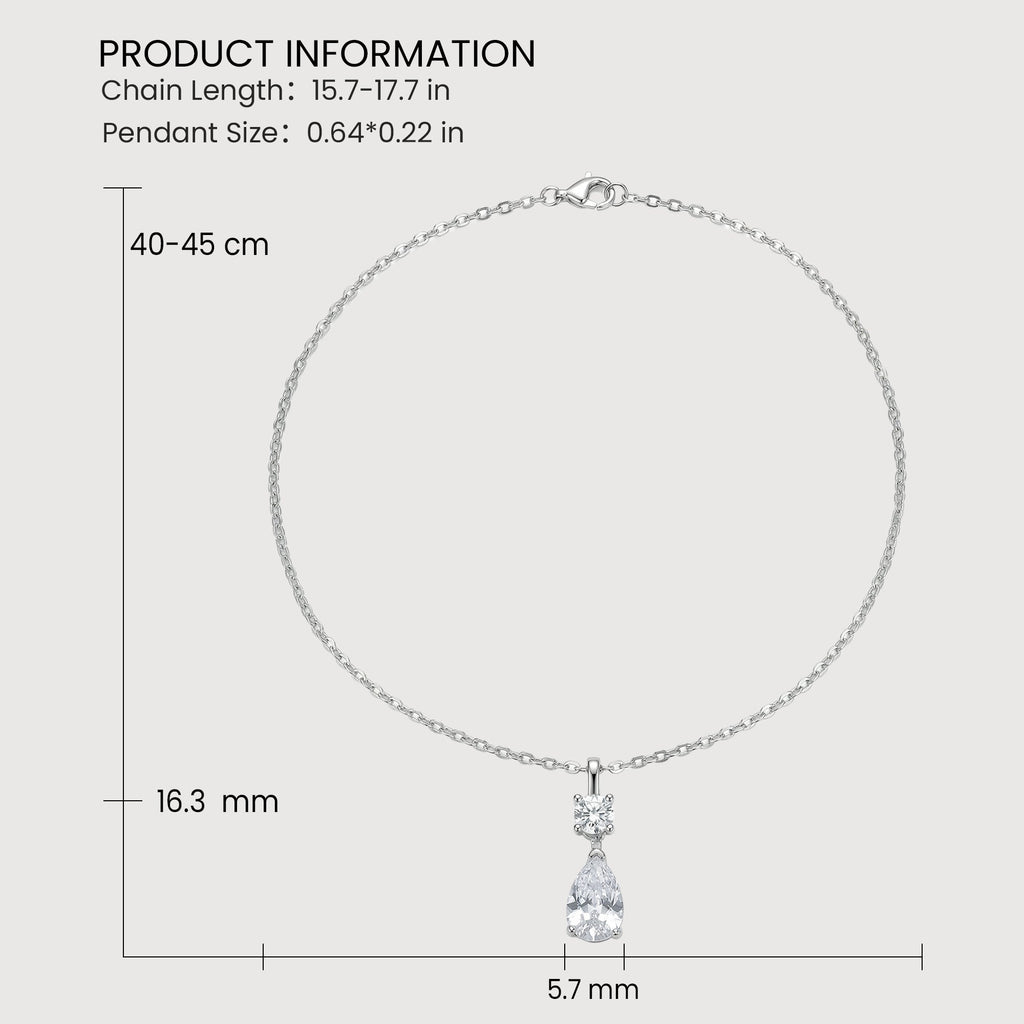 S925 Silver Round & Pear Necklace