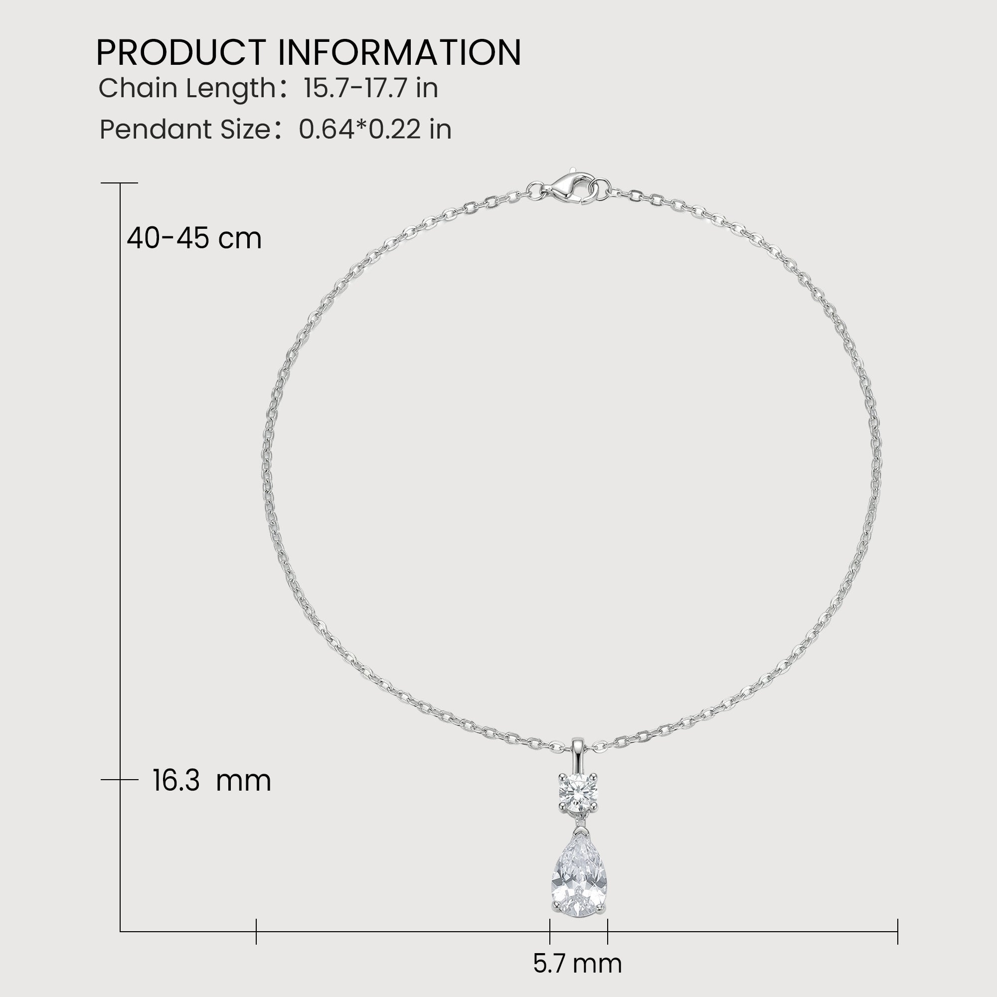 S925 Silver Round & Pear Necklace