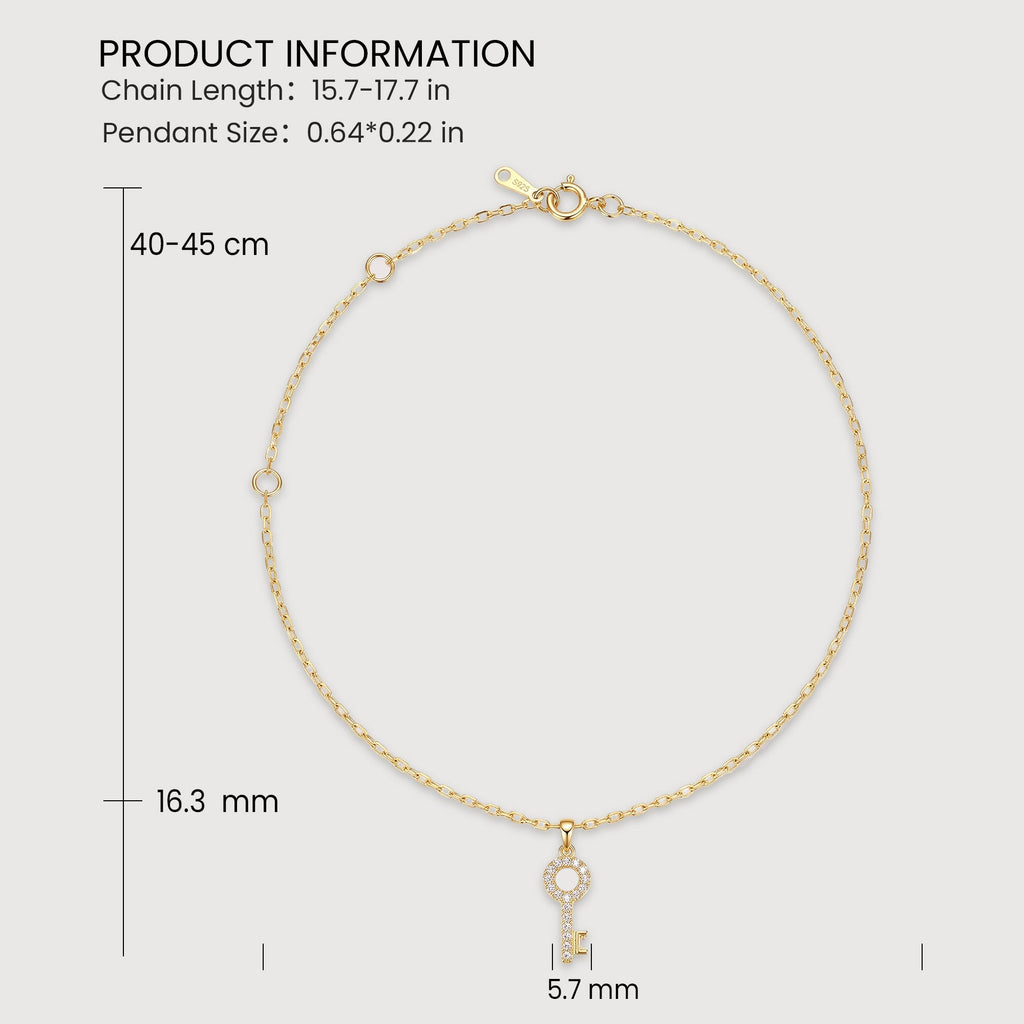Pavé Key Pendant Sterling Silver Necklace