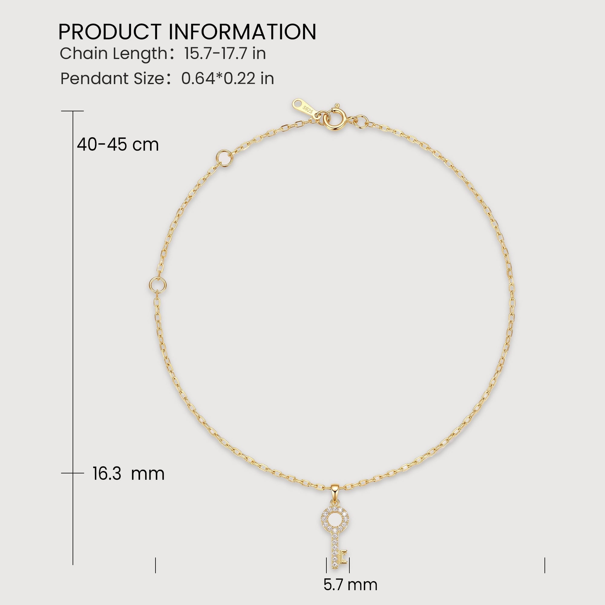 Pavé Key Pendant Sterling Silver Necklace