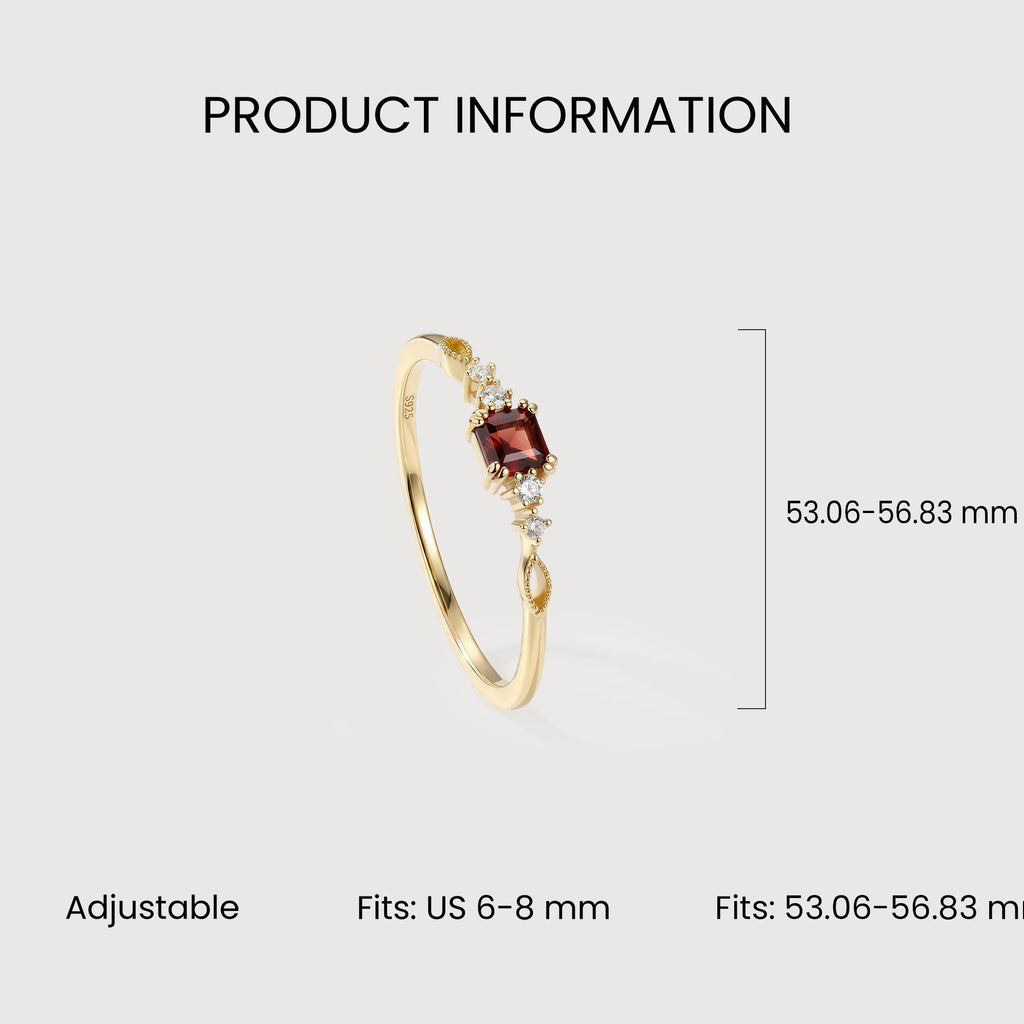 Garnet Square-Cut Gold-Plated Silver Ring