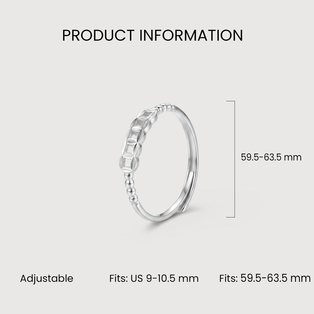 S925 Silver Geometric Open Band Ring