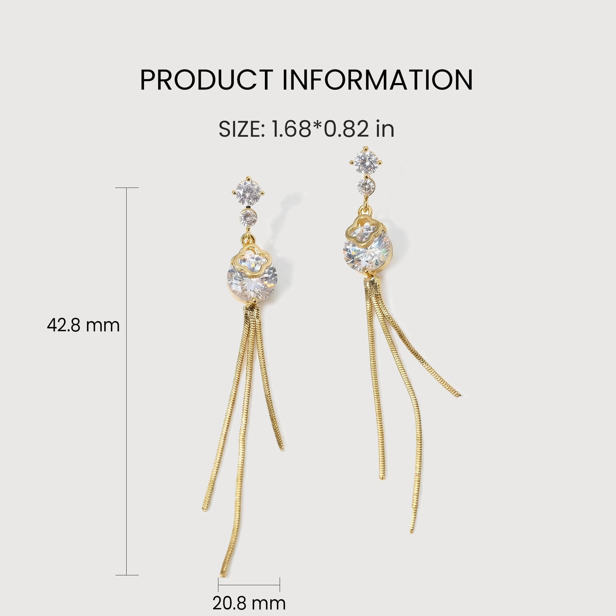 Clover Zircon Chain Tassel Drop Earrings