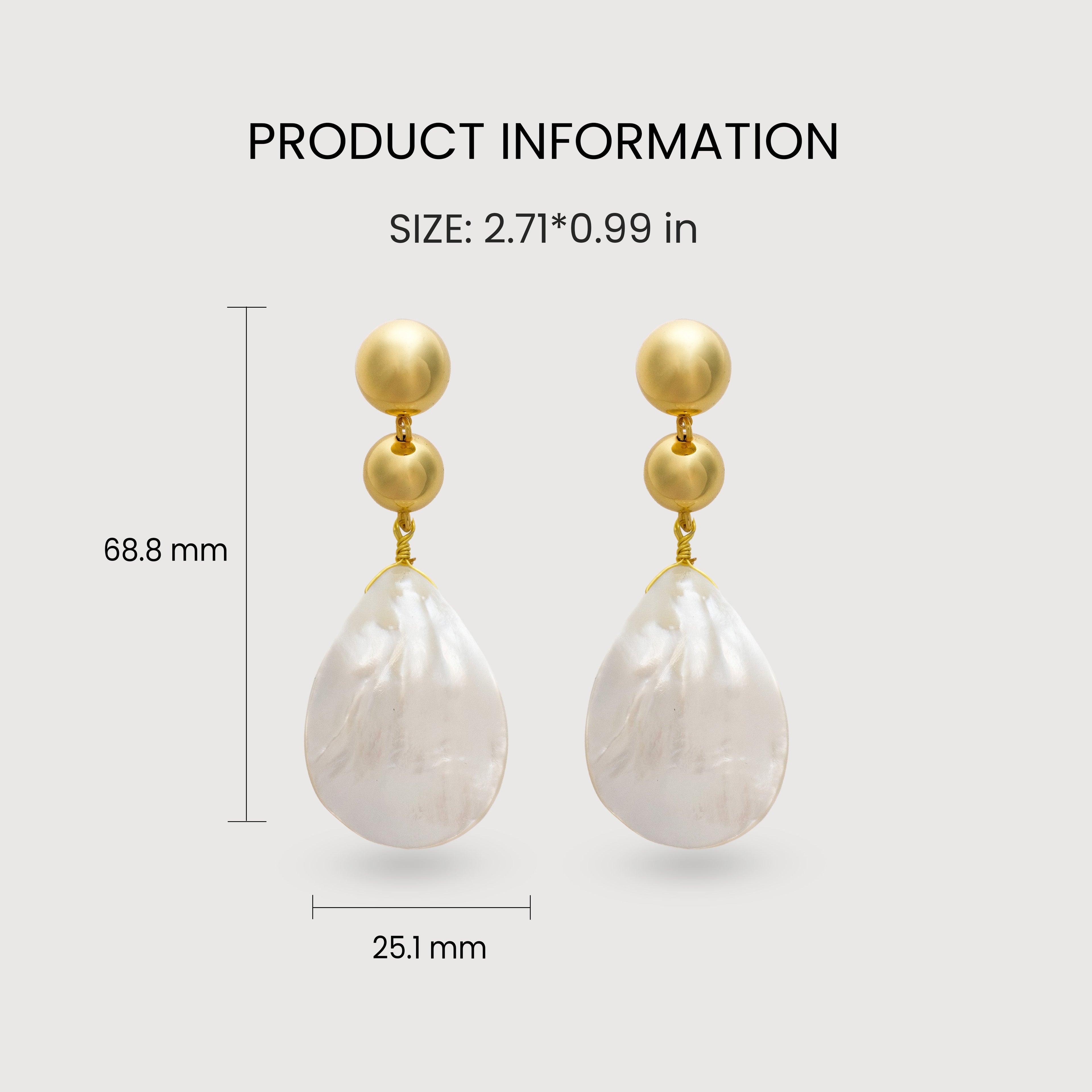Double Sphere Shell Teardrop Earrings