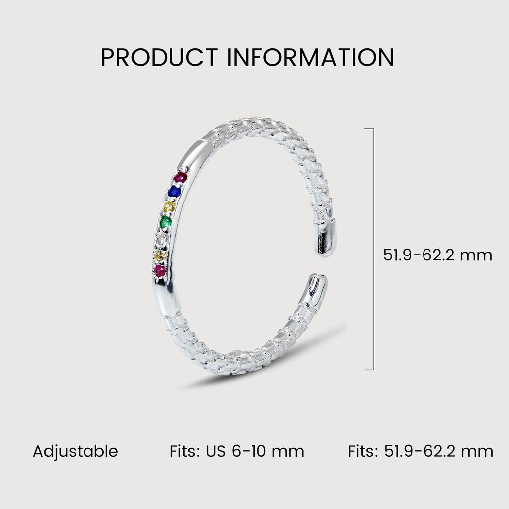 Multicolor CZ 18K Gold-Plated S999 Ring