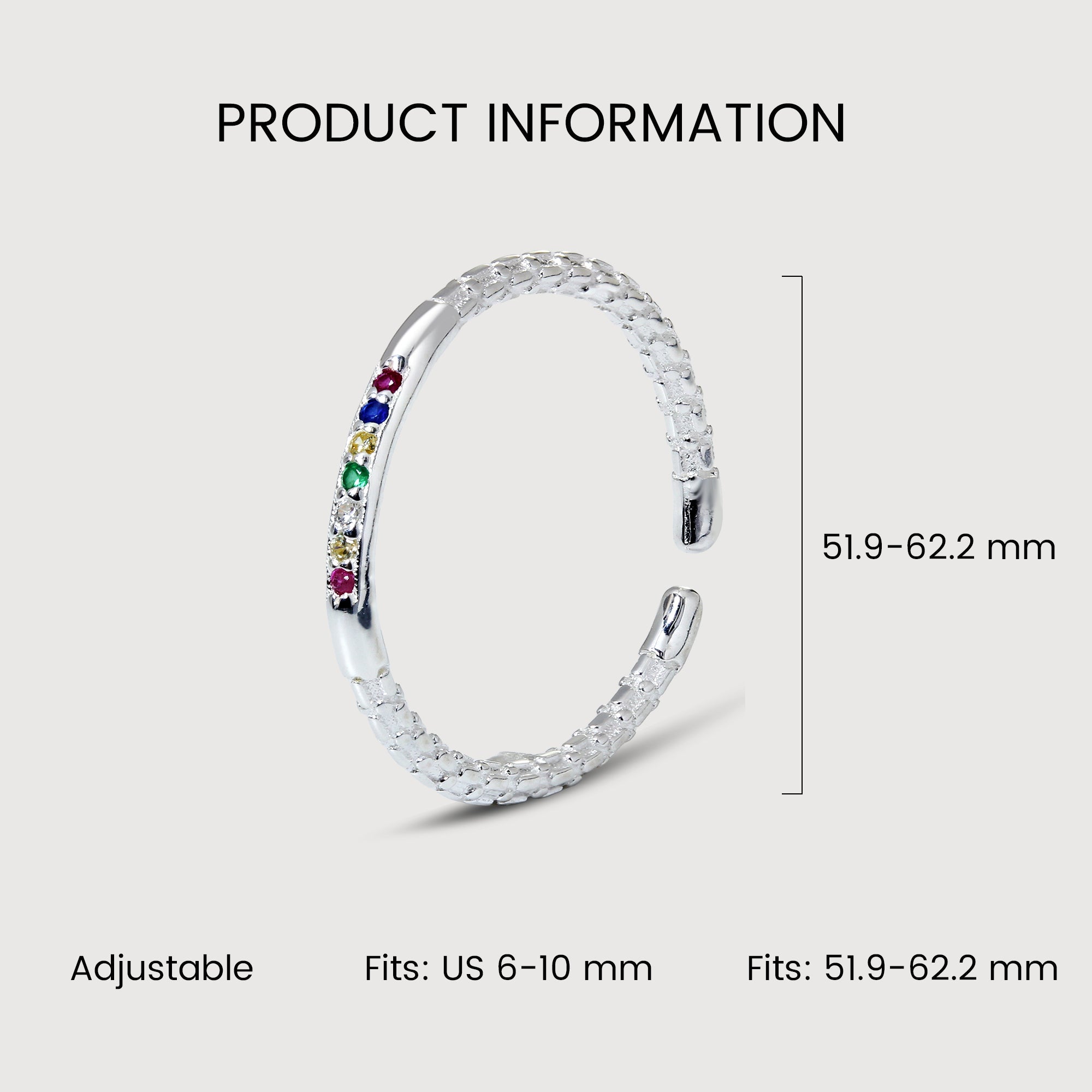 Multicolor CZ 18K Gold-Plated S999 Ring