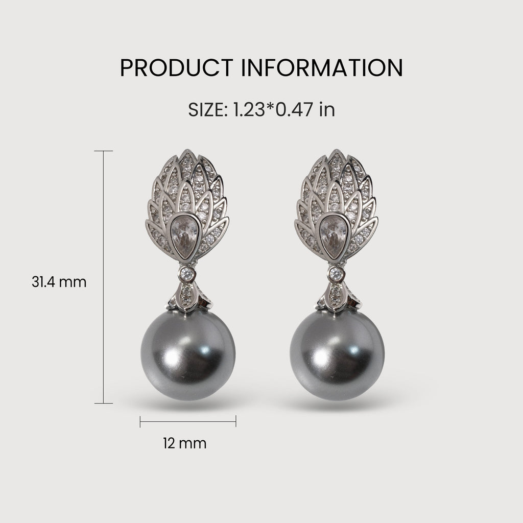 Silver-Tone Pearl Scroll Drop Earrings