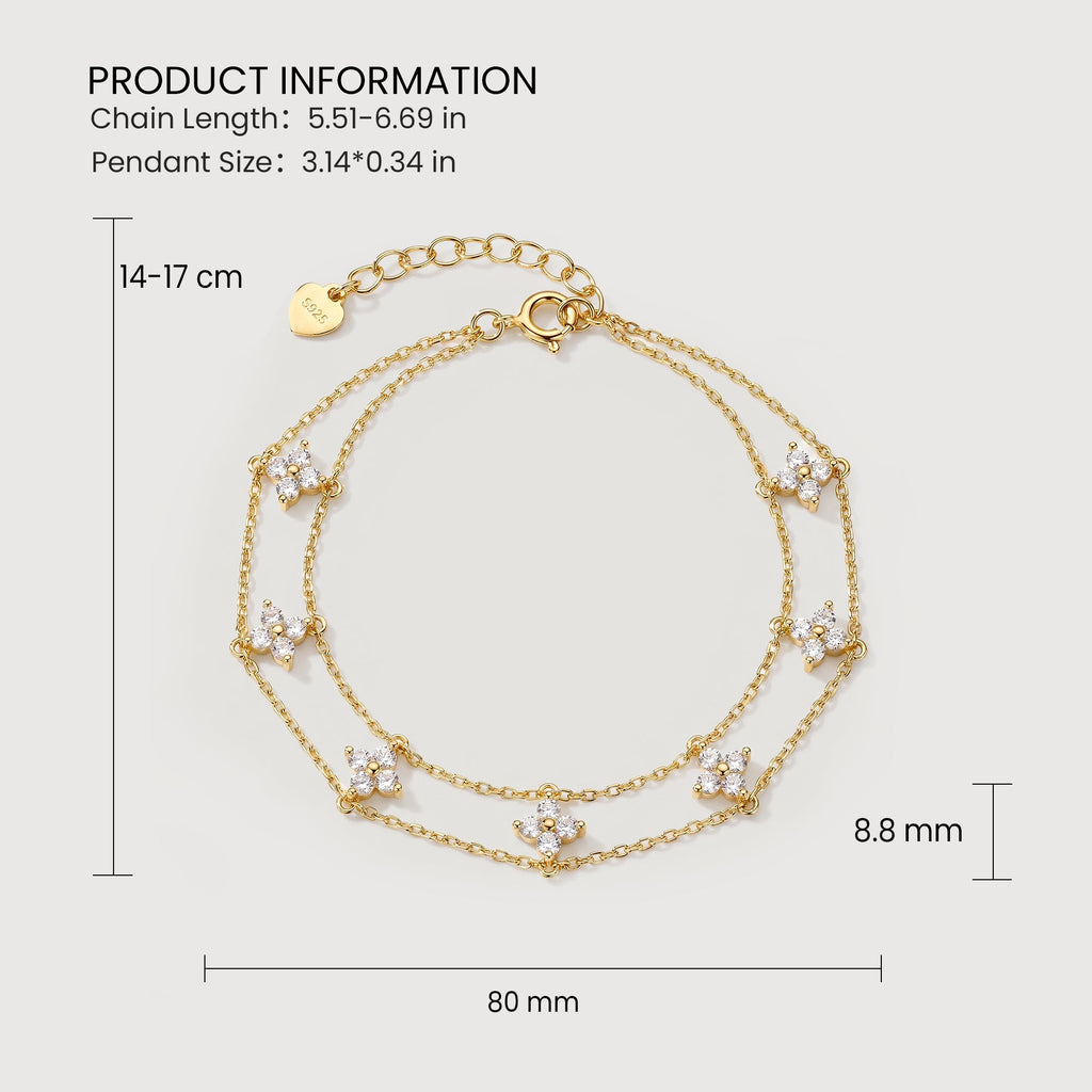 Gold-Tone Sterling Silver Floral Double Bracelet