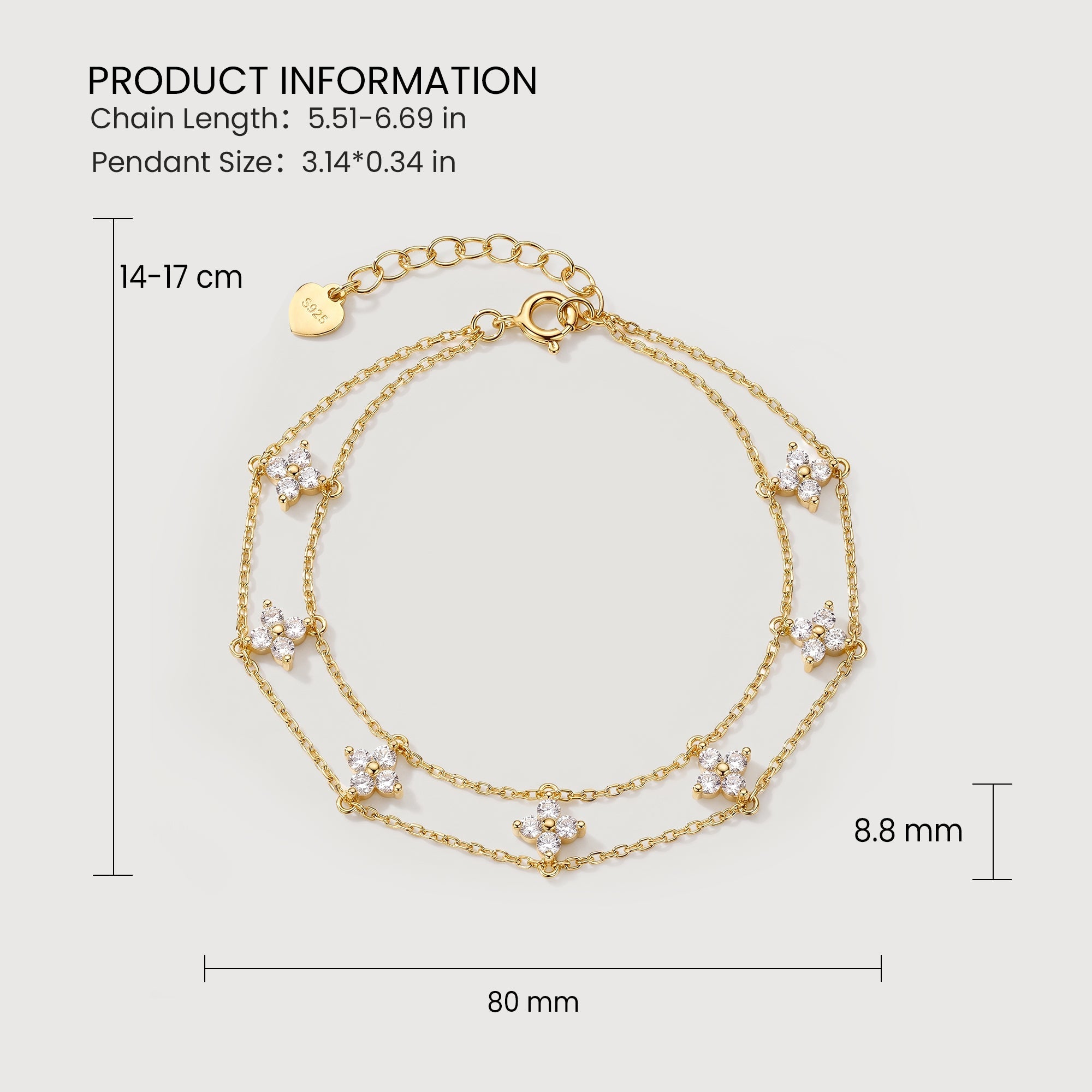 Gold-Tone Sterling Silver Floral Double Bracelet