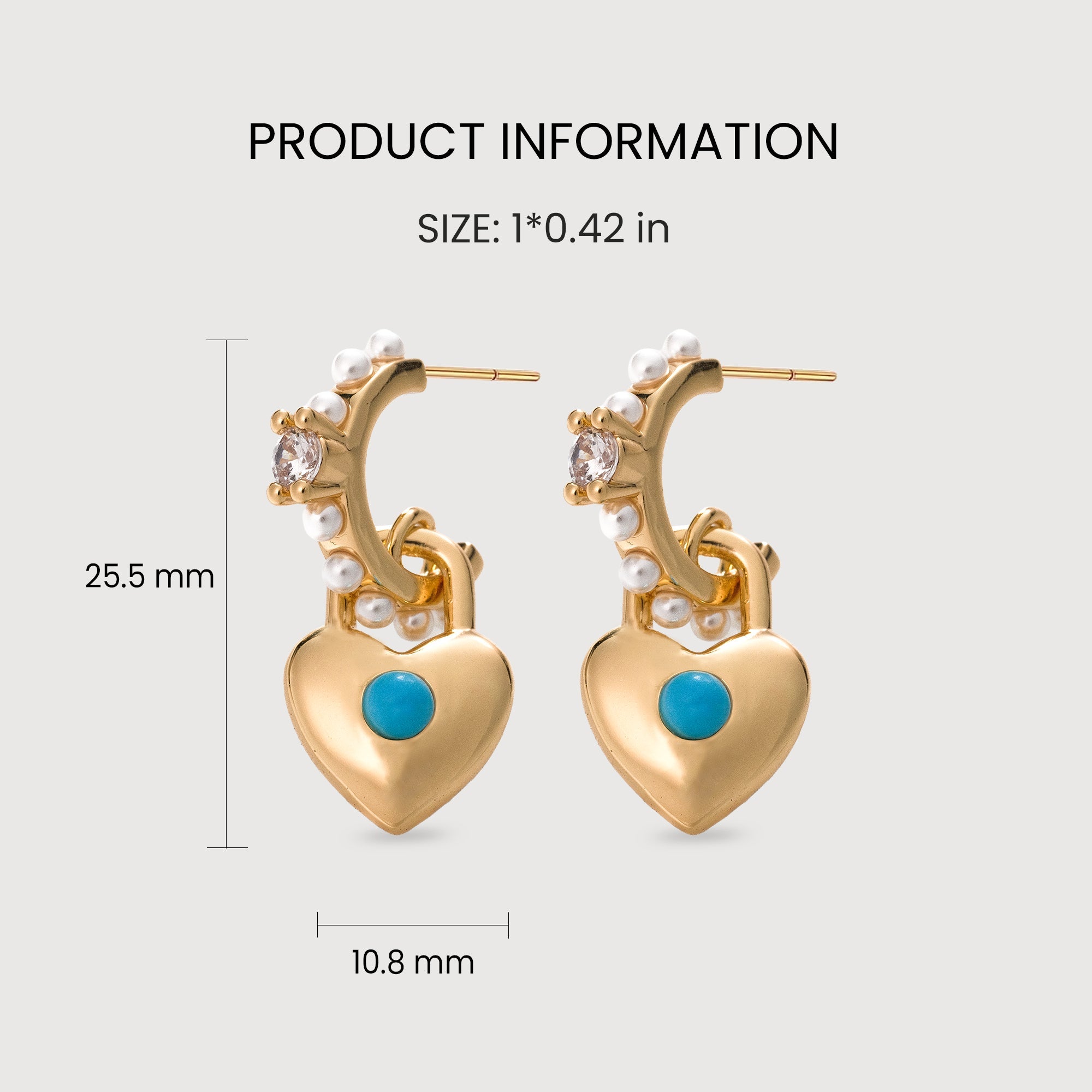 Blue Heart Charm Beaded Stud Earrings