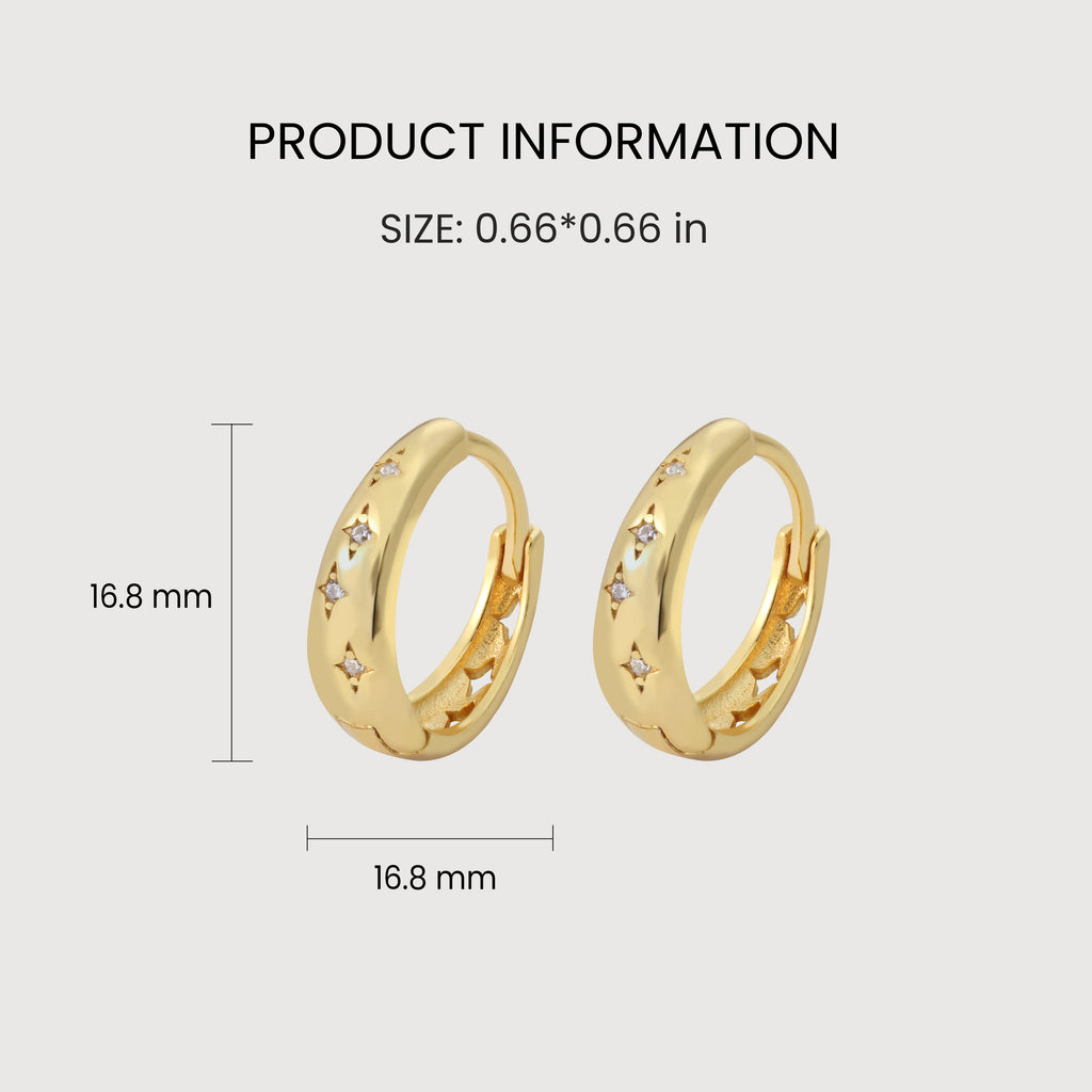 Star-Set Zircon Sterling Silver Hoop Earrings