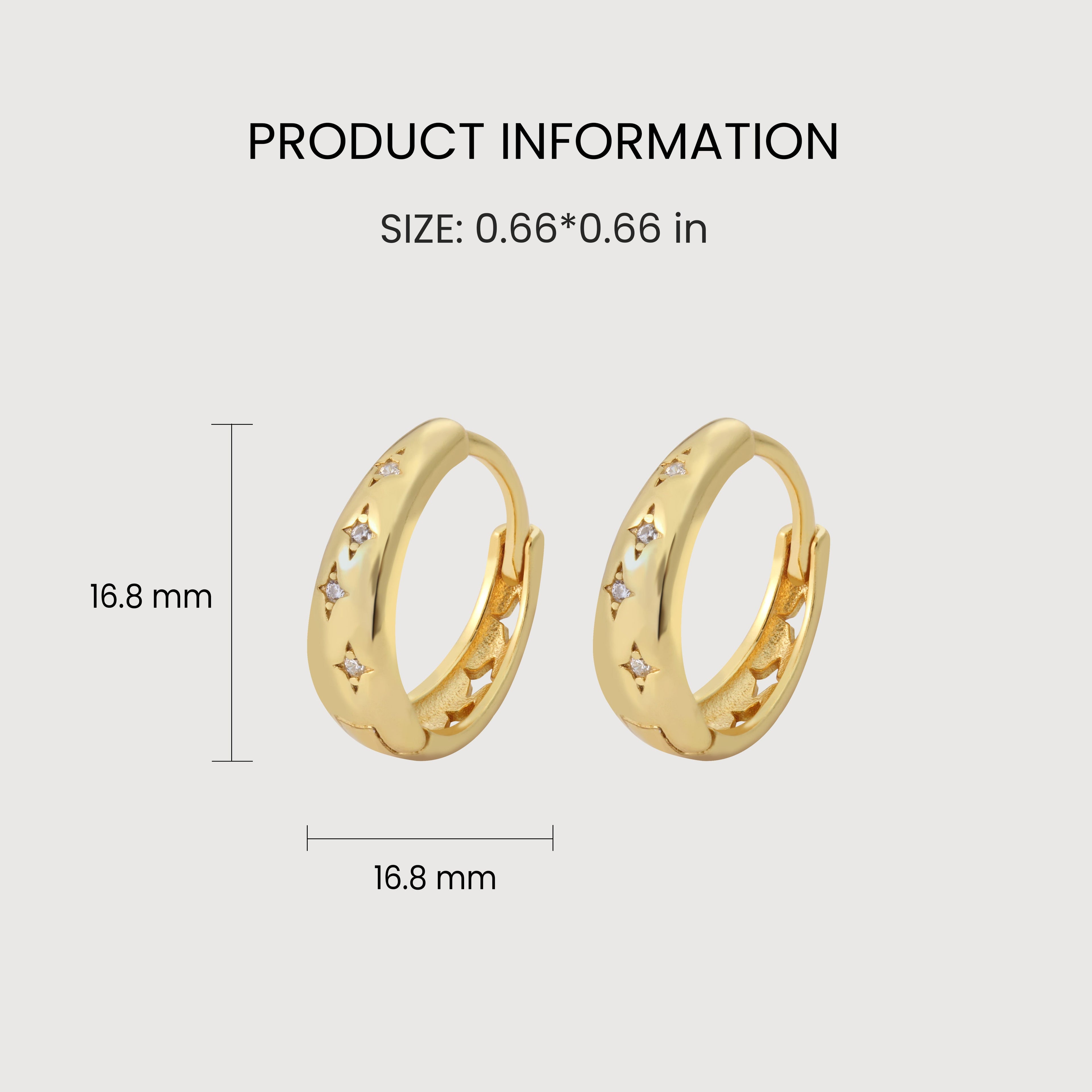 Star-Set Zircon Sterling Silver Hoop Earrings