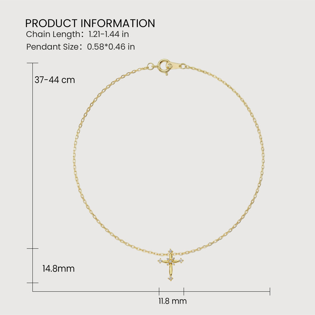 Gold-Plated S925 Crystal Cross Necklace