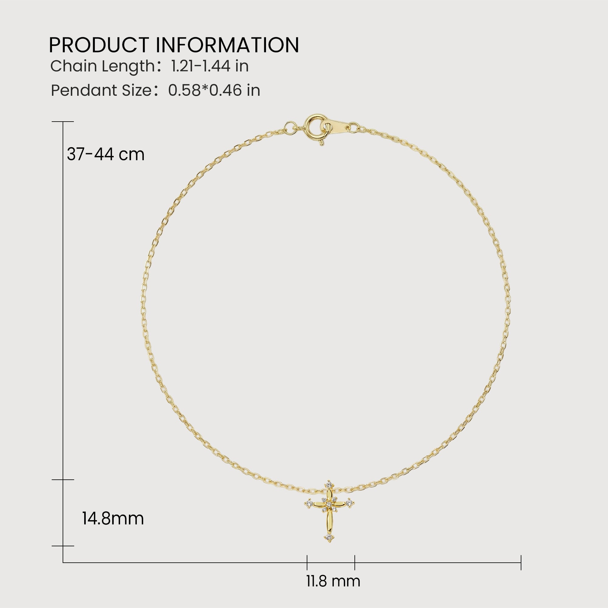 Gold-Plated S925 Crystal Cross Necklace
