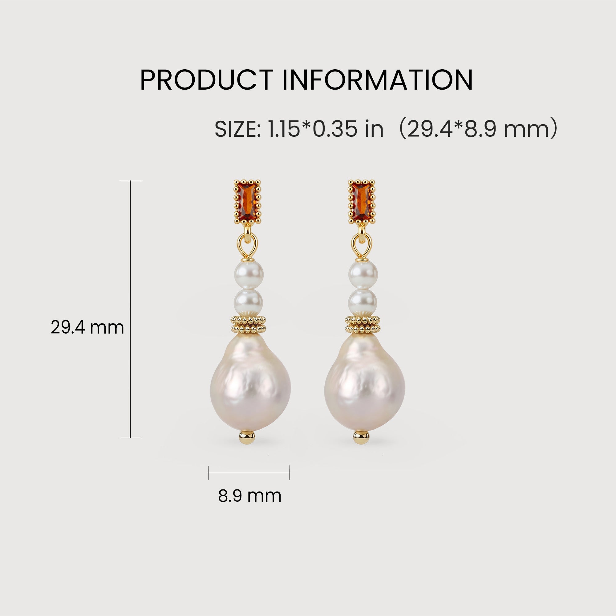 Champagne Pearl Drop Stud Earrings