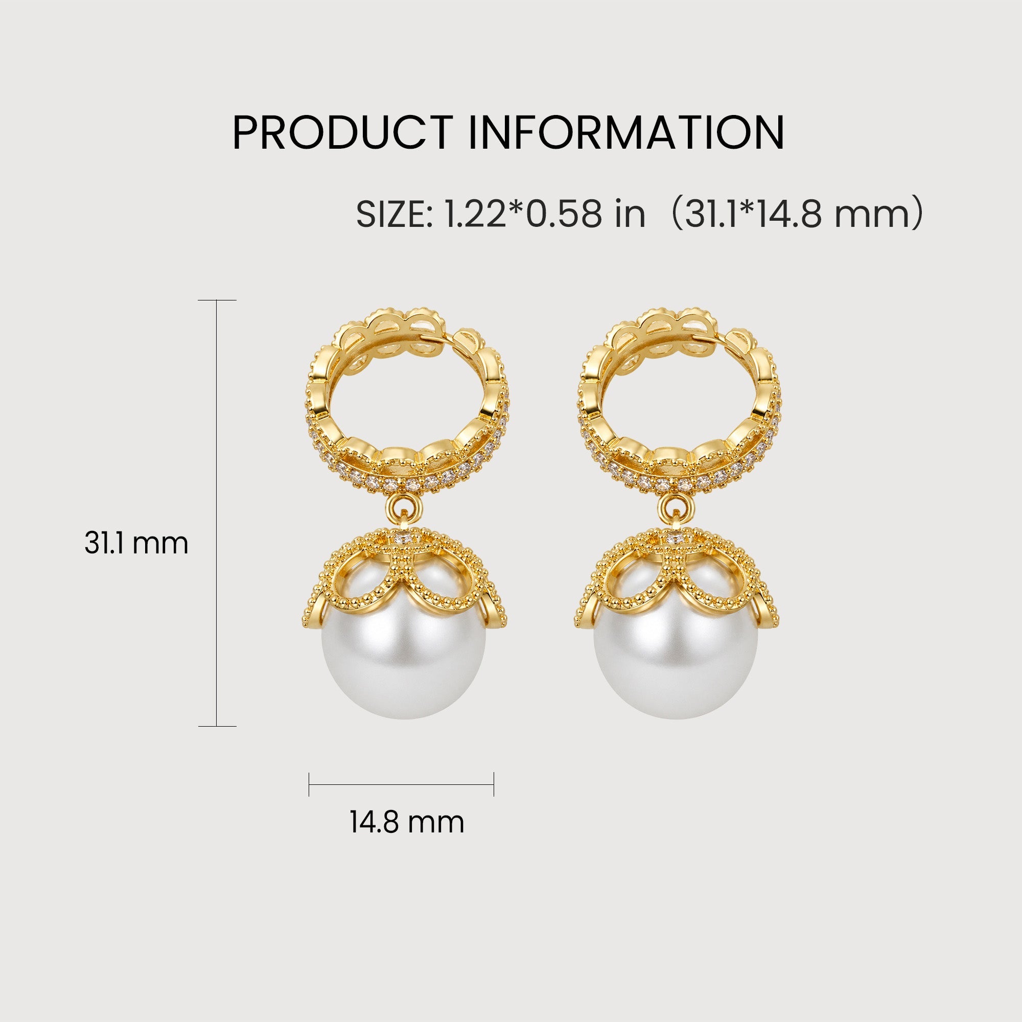 Ornate Hoop Pearl Drop Earrings
