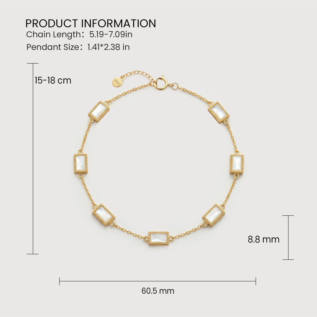Gold-Tone S925 Silver Rectangular Inlay Bracelet